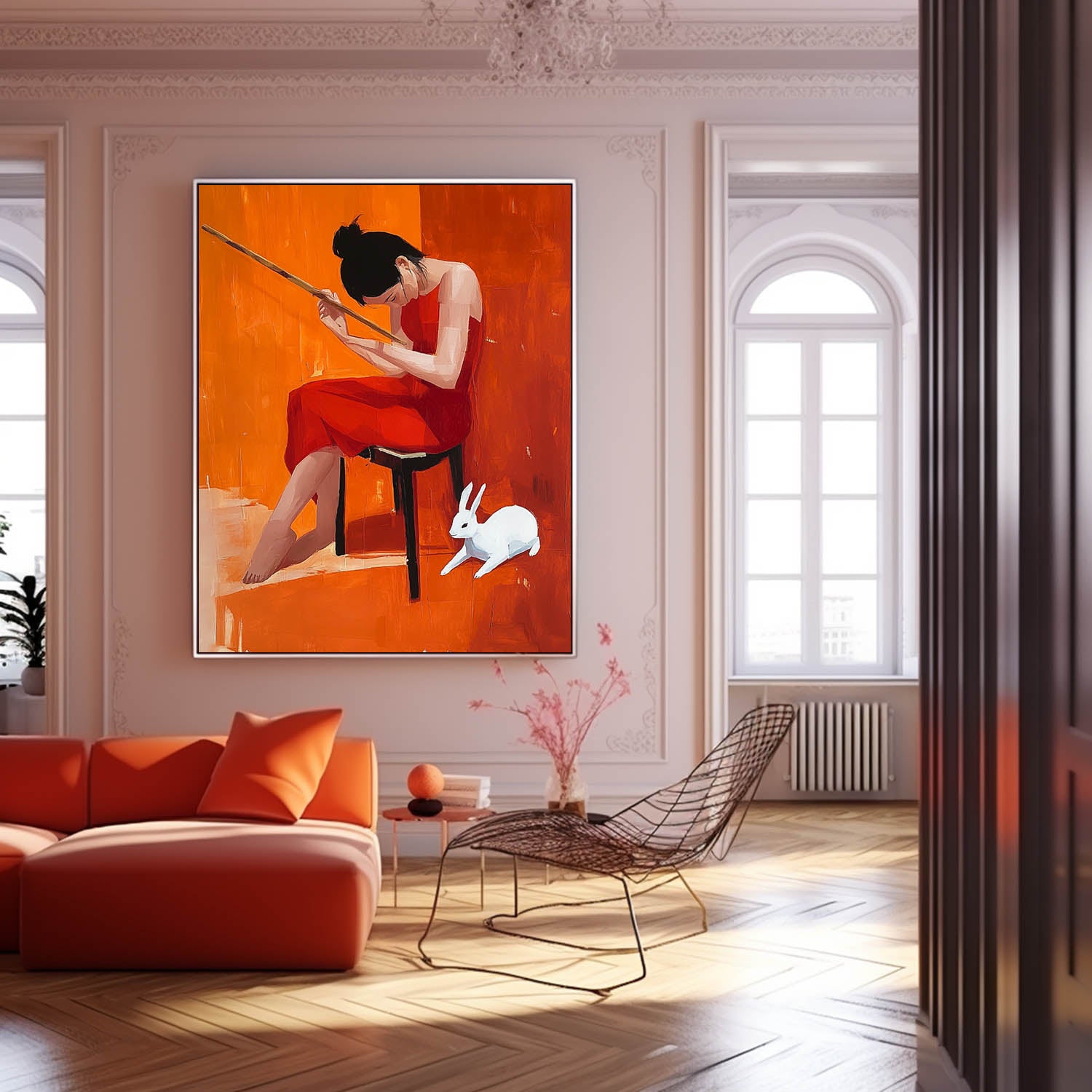 Vibrant Color Original Texture Girl Wall Art Abstract Profile Oil Painting On Canvas Portrait Modern Artwork