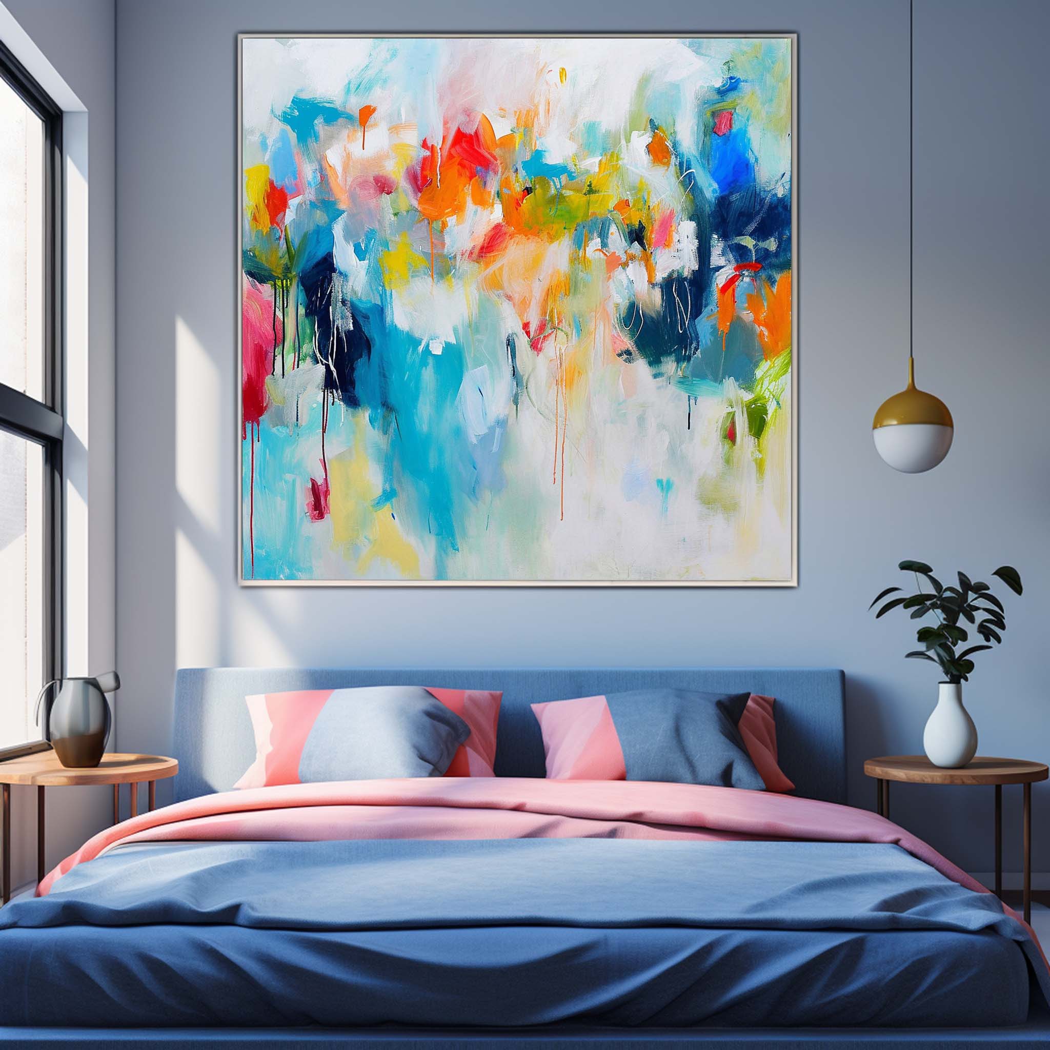 New Abstract Painting Colorful Original Hand Painted Wall Art Contemporary Abstract Art For Sale