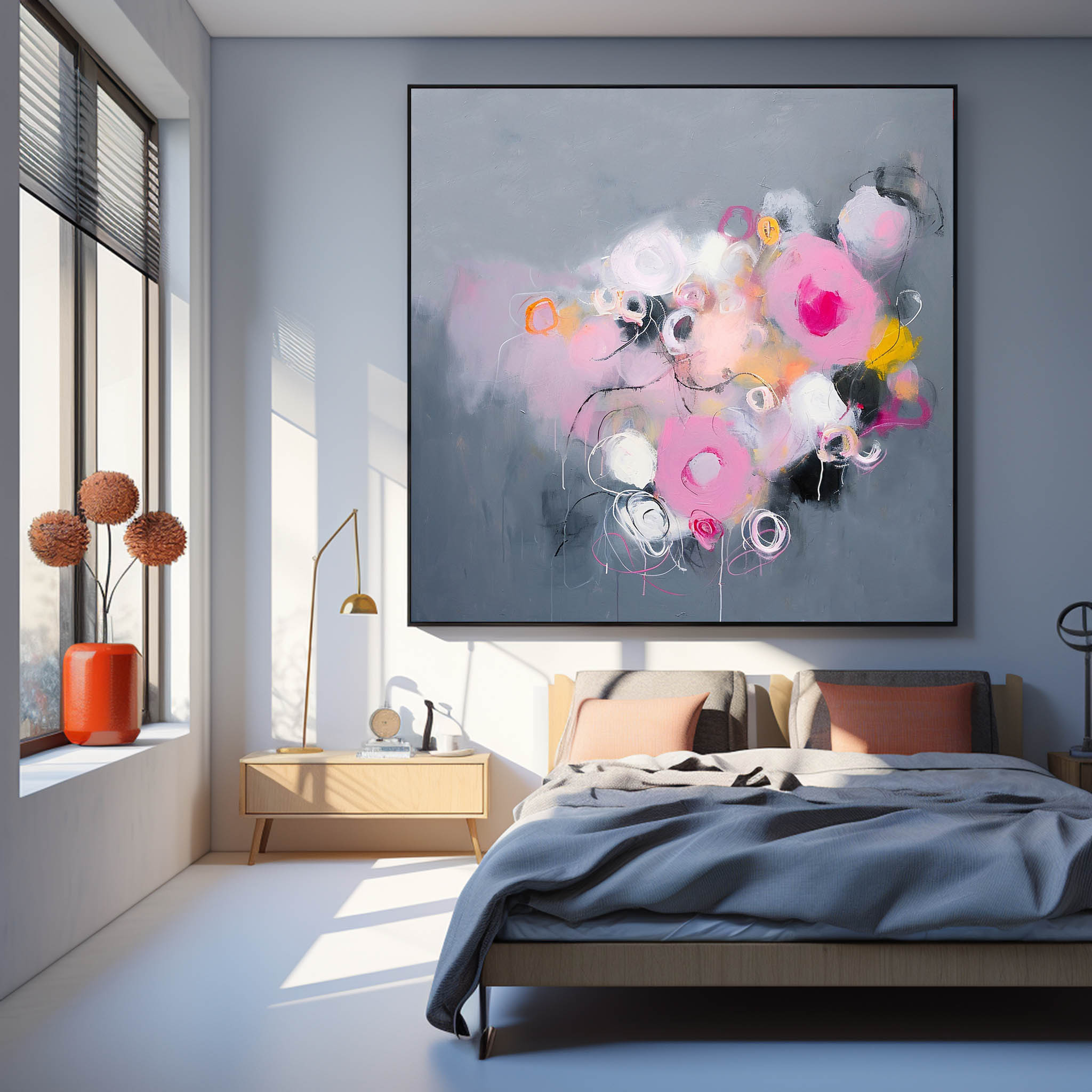 Square Abstract Texture Oil Painting Grey Large Acrylic Painting On Canvas Original Modern Wall Art For Living Room