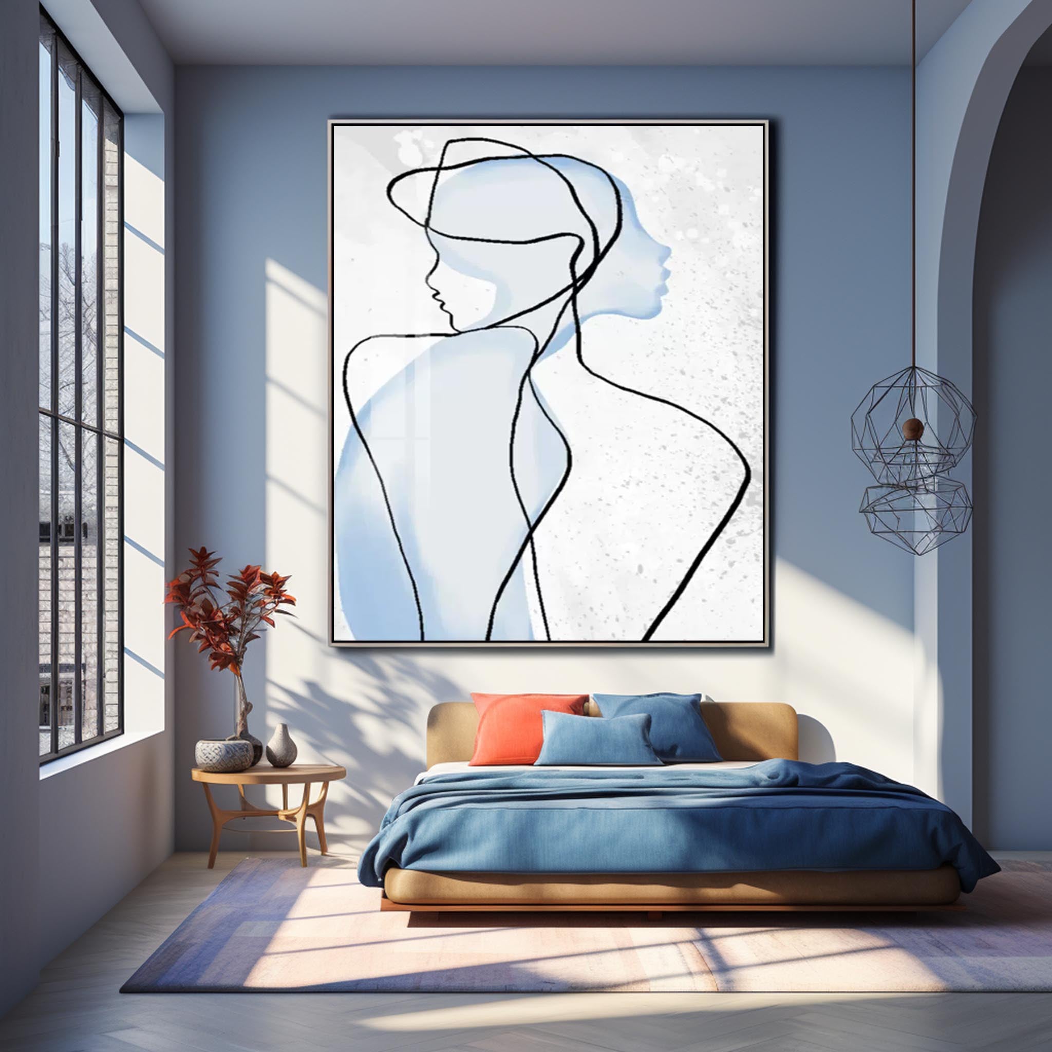 Original Minimalist Oil Painting On Canvas Large Nordic Limeline Abstract Acrylic painting Modern Wall Art For Living Room