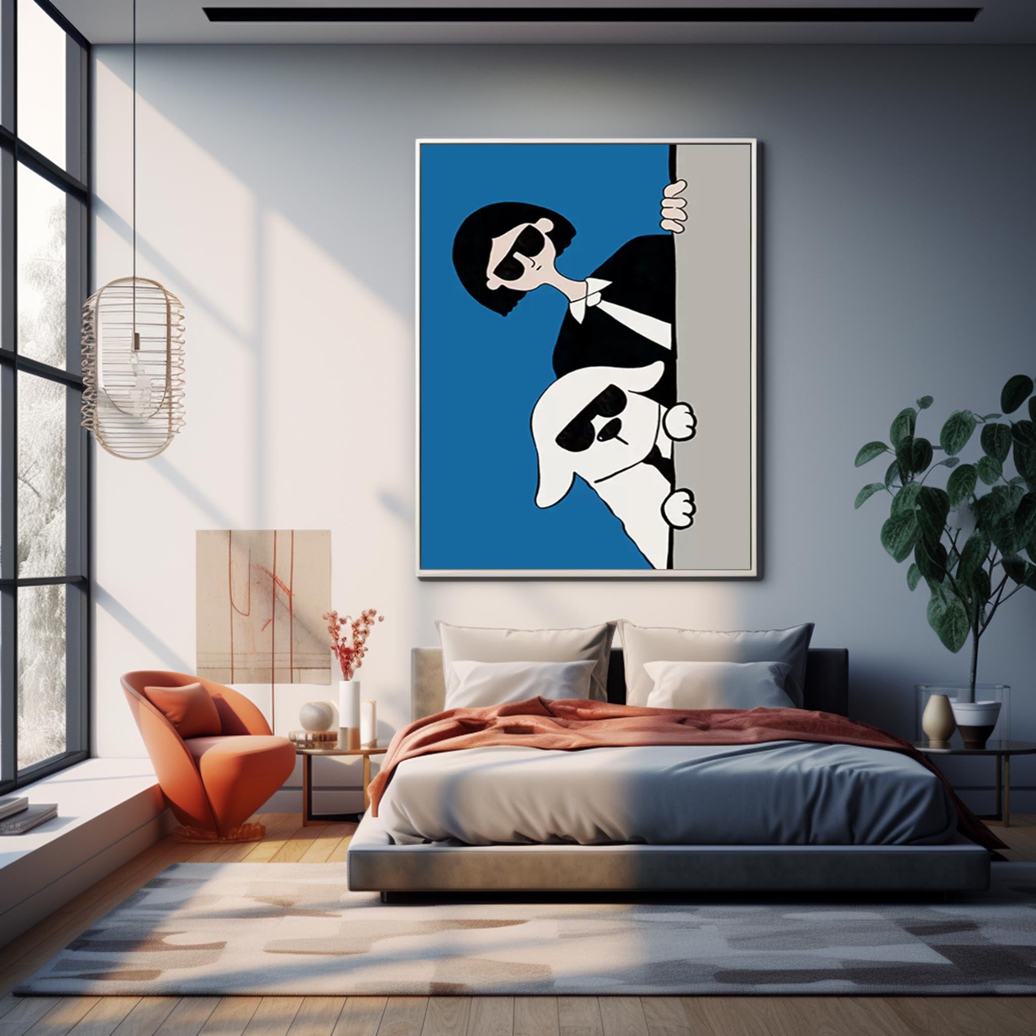 Blue Modern Figure Wall Art Large Original Realistic Abstract Oil Painting On Canvas For Living Room