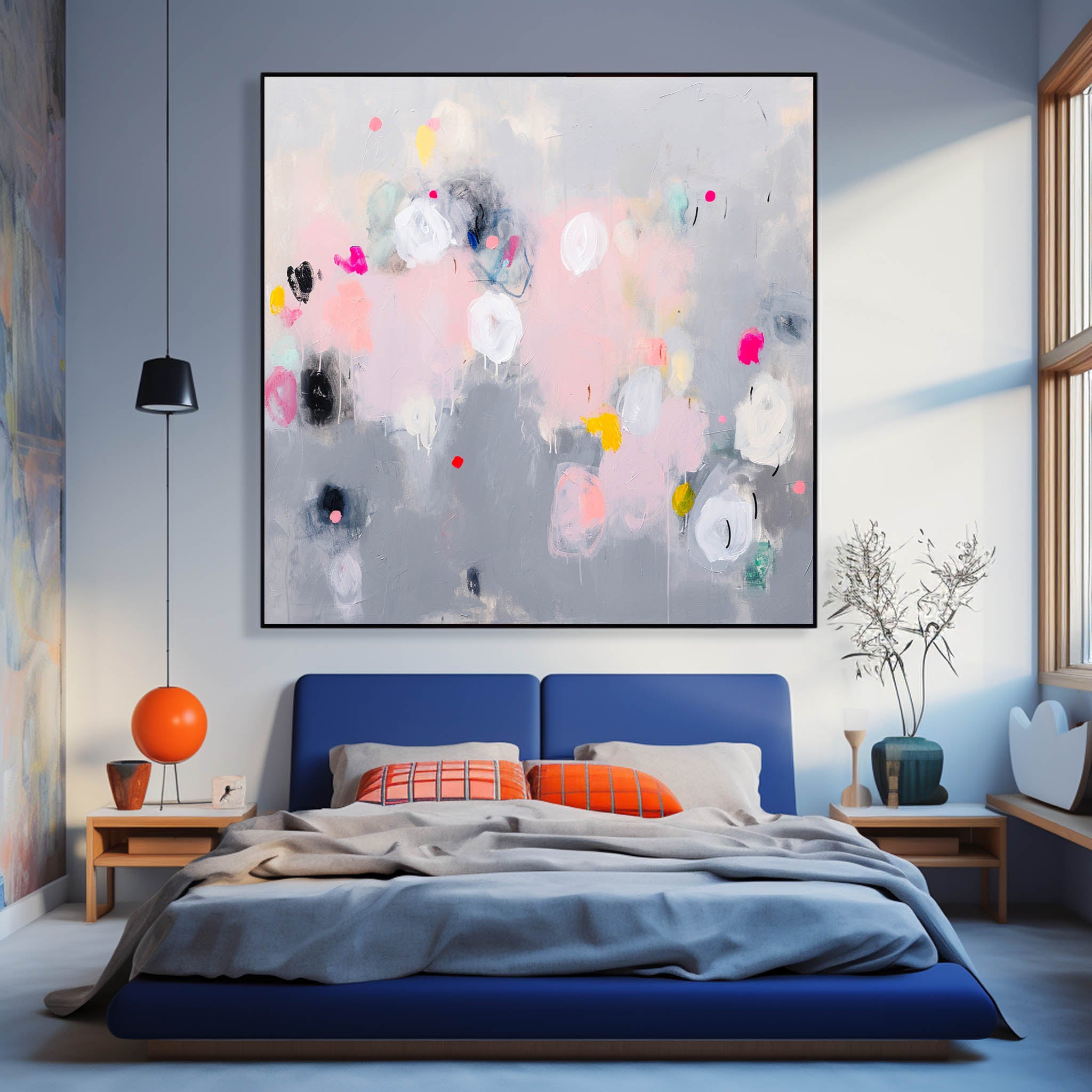 Square Abstract Texture Oil Painting Grey Large Acrylic Painting On Canvas Original Modern Wall Art For Living Room