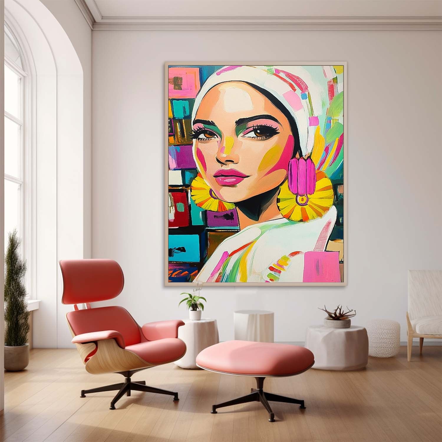 Bright Colors Original Texture Girl Wall Art Abstract Frail Oil Painting On Canvas Lady Modern Artwork