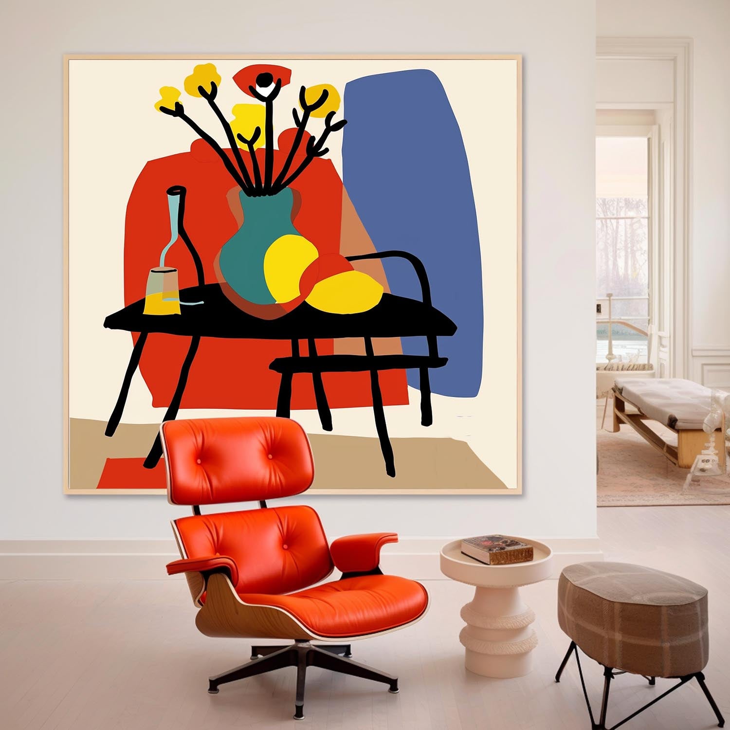 Large Realism Flowers Painting Beautiful Vase Artwork Square Contemporary Bright Paintings Wall Art