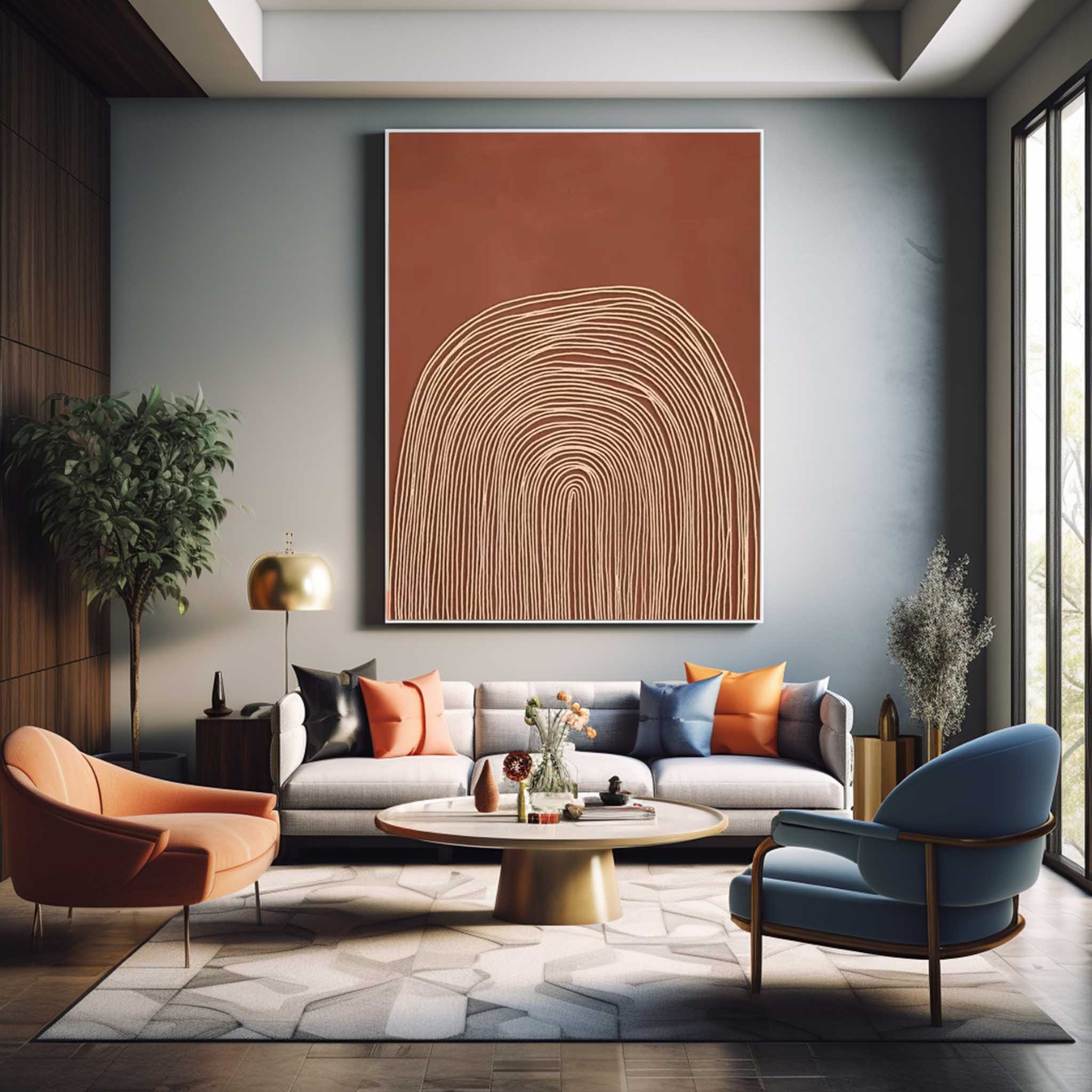 Brown Modern Wall Art Large Original Graffiti Texture Abstract Oil Painting On Canvas For Living Room