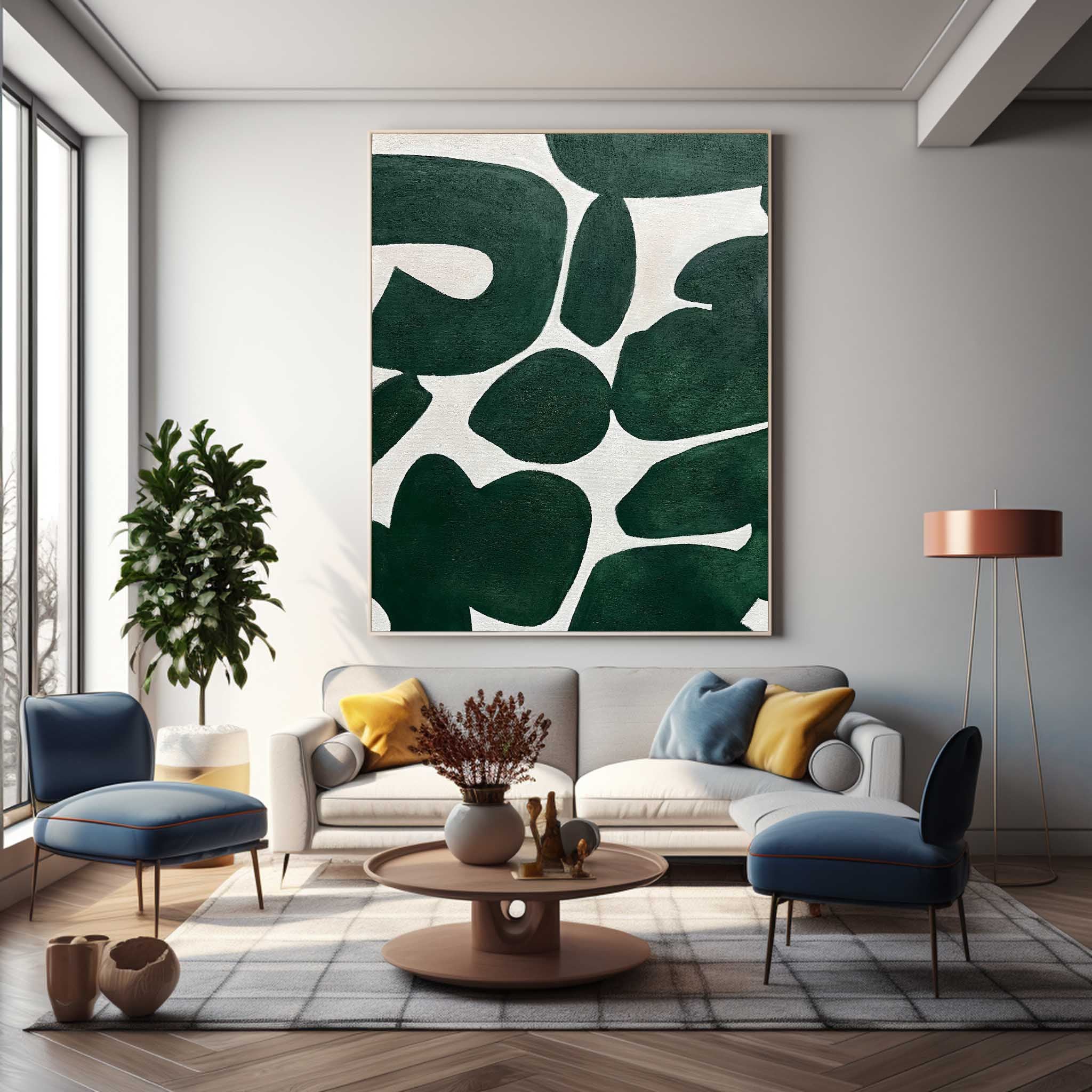 Green And White Modern Wall Art Large Original Texture Abstract Oil Painting On Canvas For Living Room