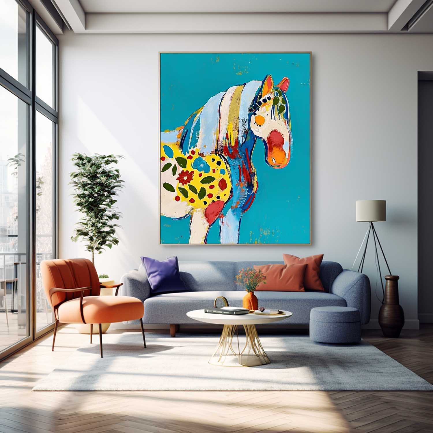 Minimalism Graffiti Animal Oil Painting Modern Horse Abstract Wall Art Large Acrylic Painting Home Decor