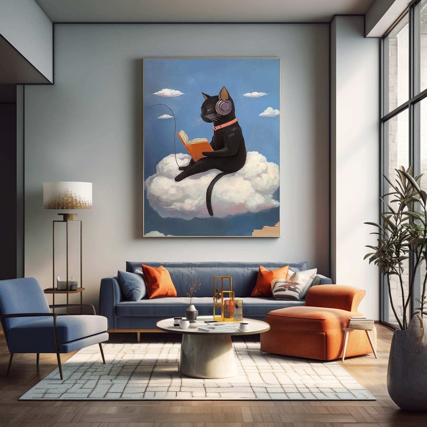 Cute Kitten Texture Animal Oil Painting Personification Acrylic Painting Modern Abstract Wall Art Decor