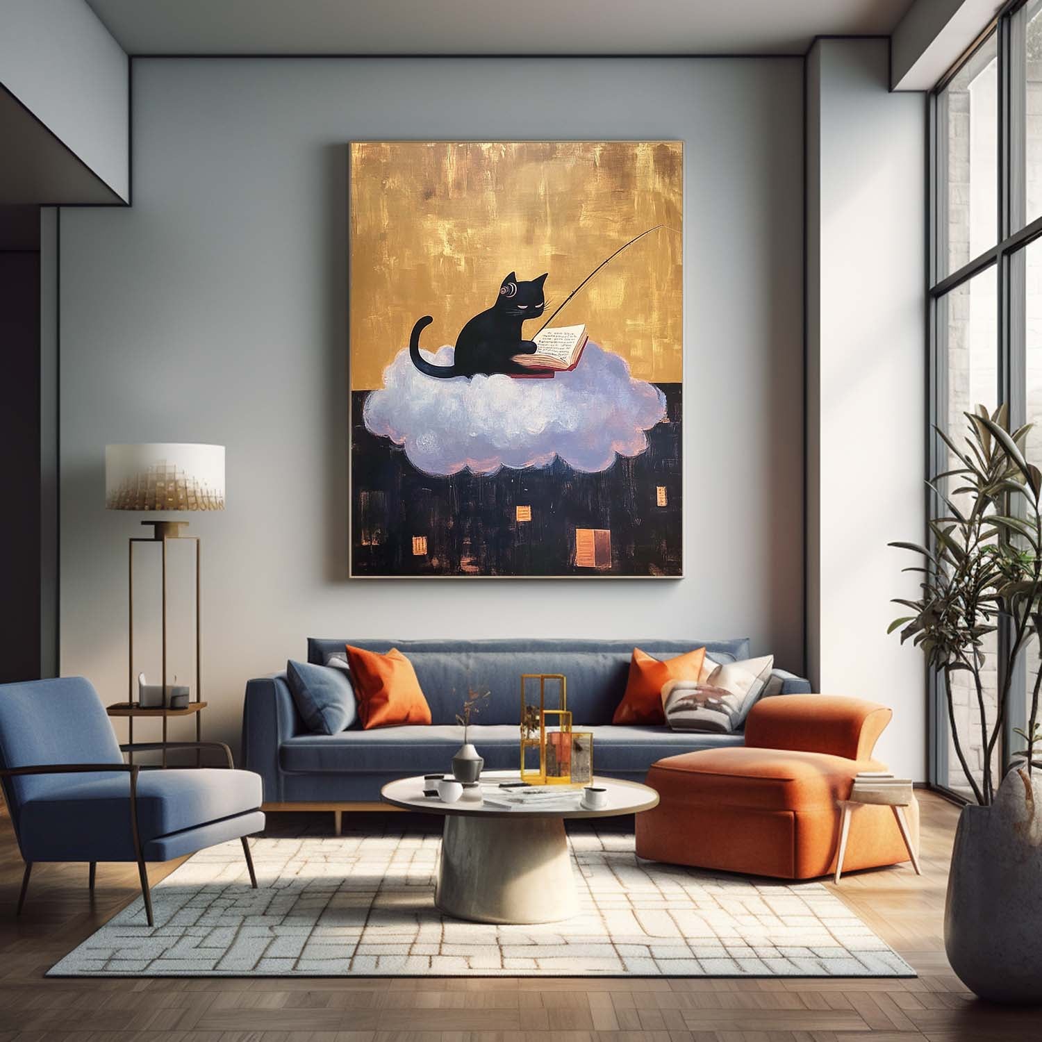 Personification Acrylic Painting Modern Cute Kitten Texture Animal Oil Painting Abstract Wall Art Decor