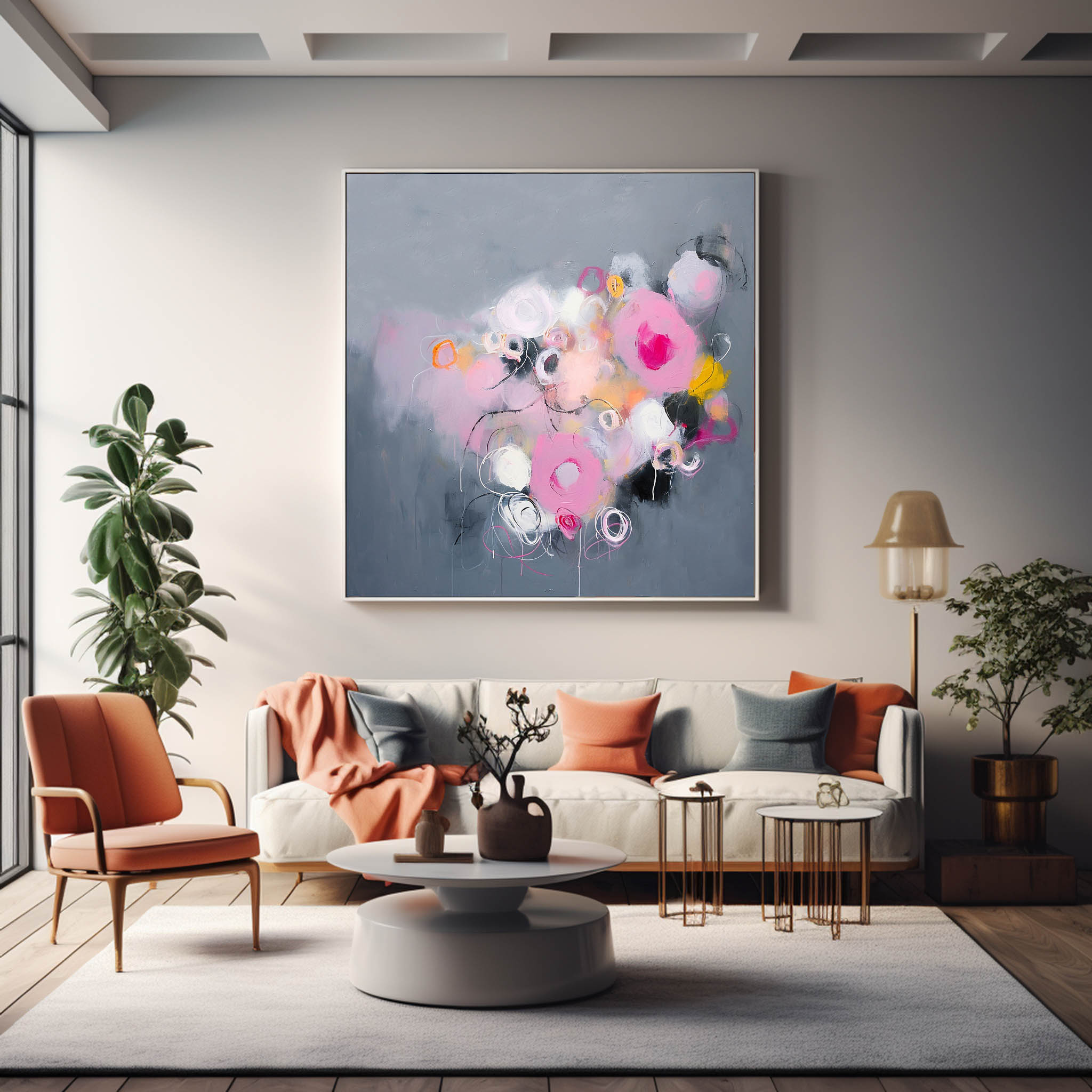 Square Abstract Texture Oil Painting Grey Large Acrylic Painting On Canvas Original Modern Wall Art For Living Room