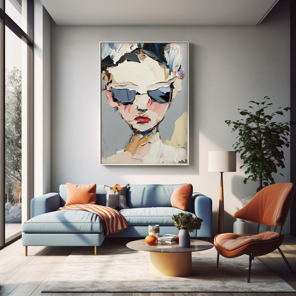Abstract Character oil Painting On Canvas Original Texture Cool Girl Wall Art Minimalist Modern Artwork