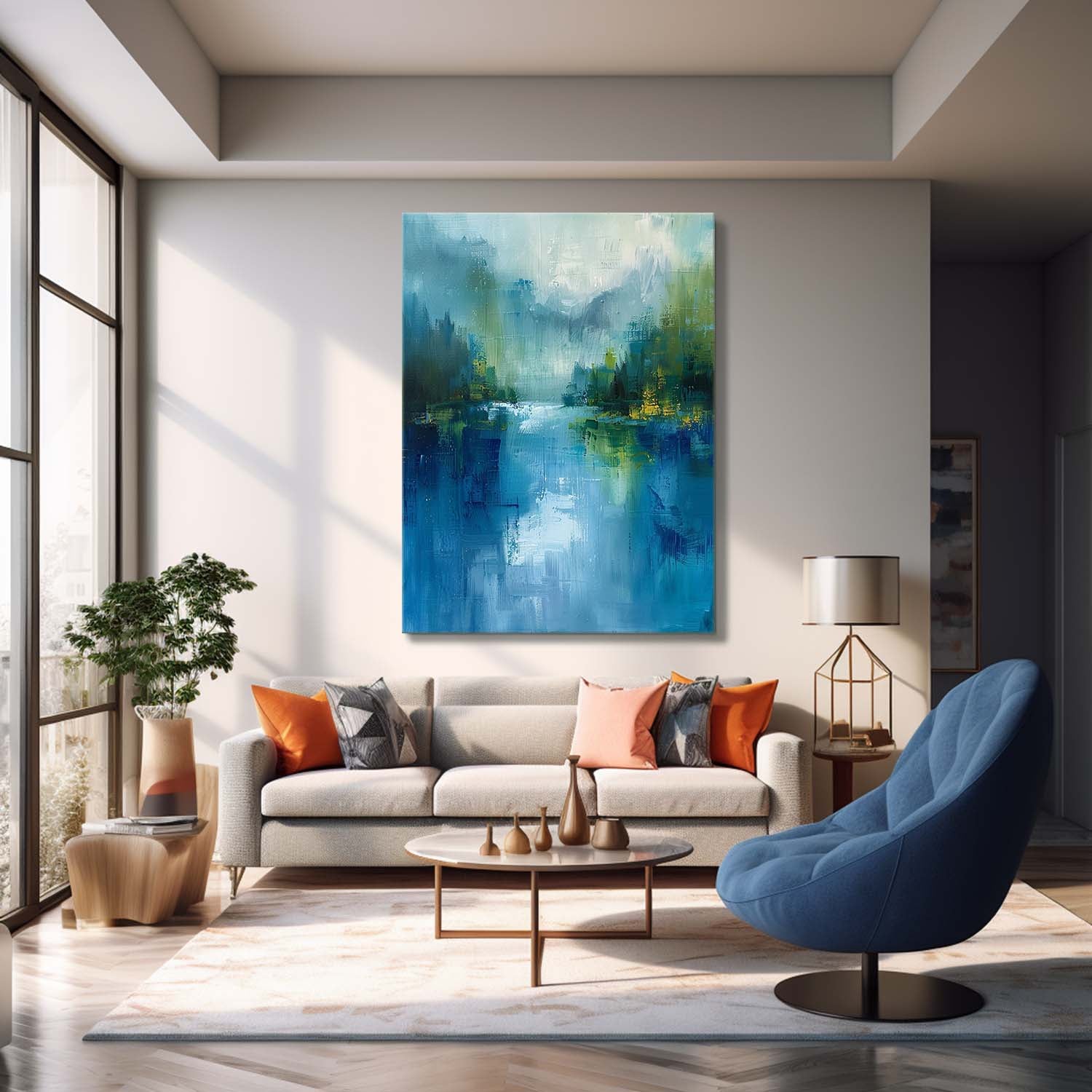 Large Abstract Painting On Canvas Original Vertical Scenery Painting Modern Landscape Wall Art