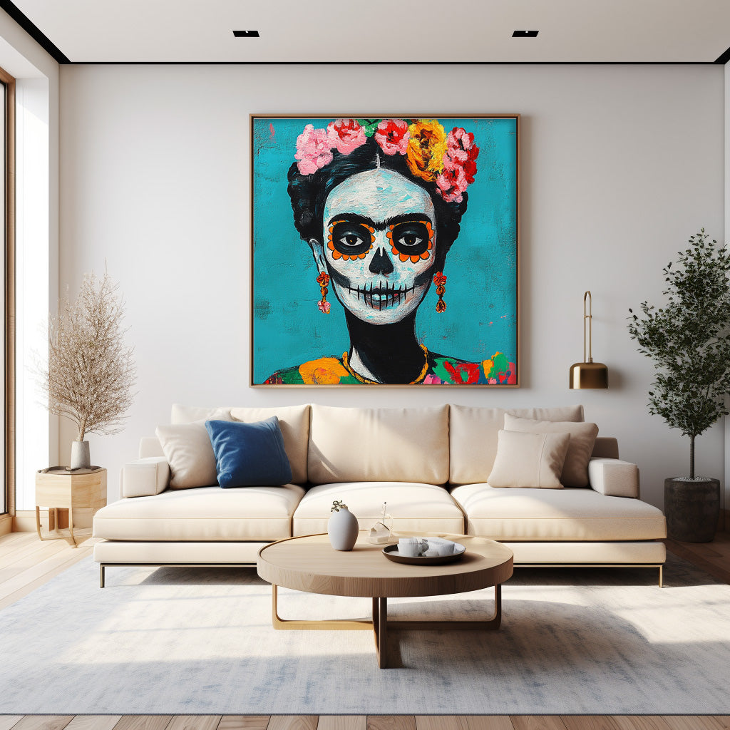 Square Abstract people's Wall Art Original Skeleton Painting Canvas Large Square Artwork Home Decor