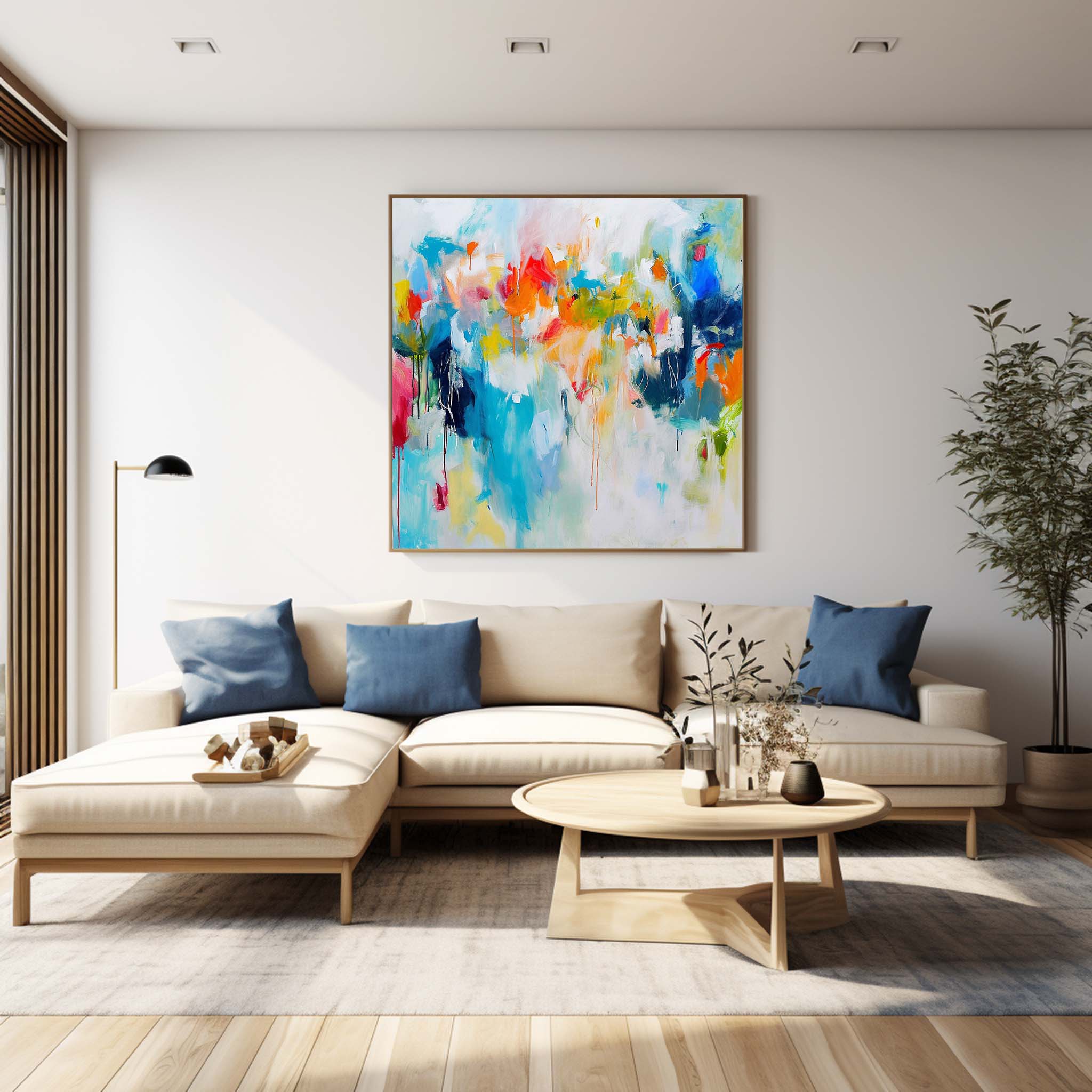 New Abstract Painting Colorful Original Hand Painted Wall Art Contemporary Abstract Art For Sale