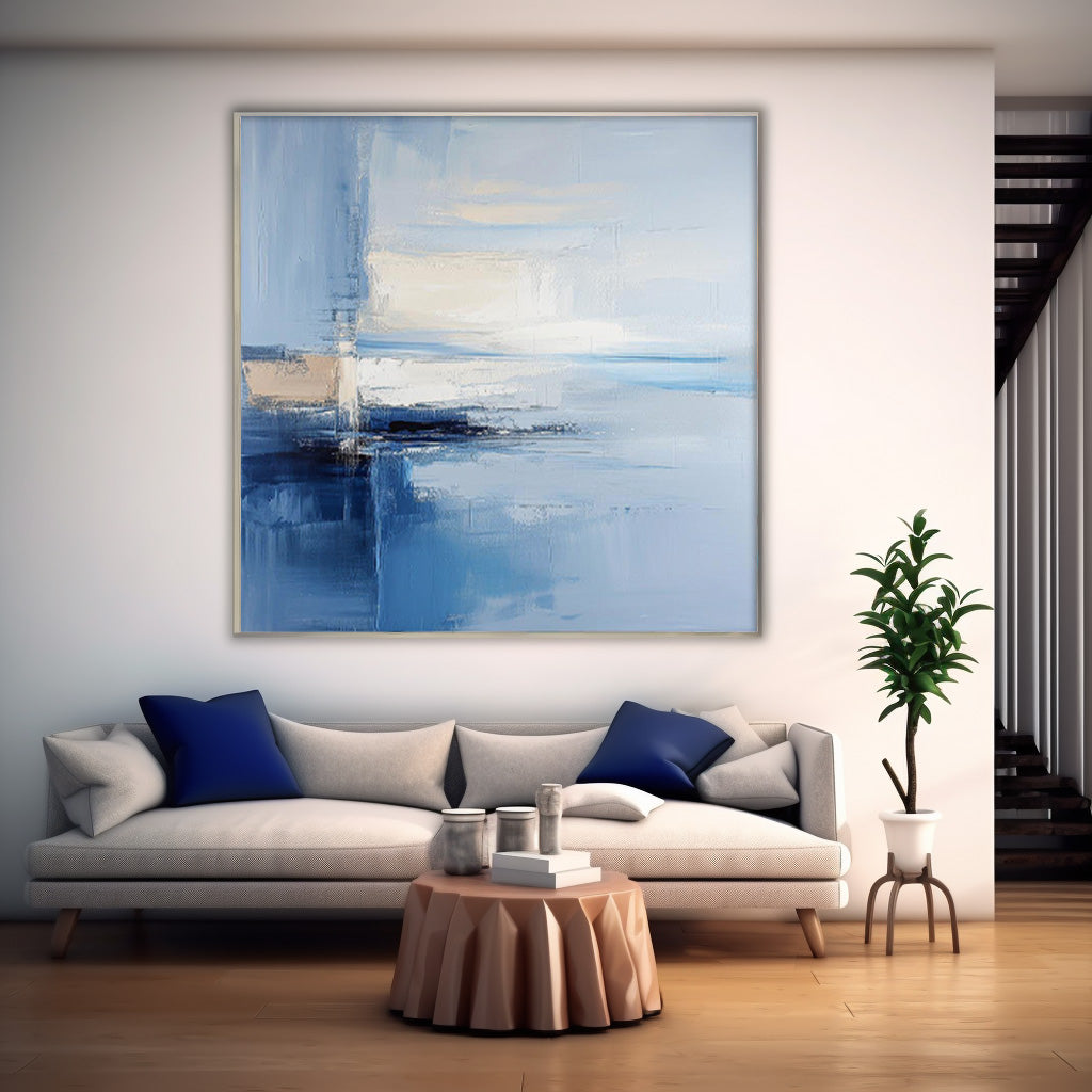 Original Blue Abstract Wall Art Big Modern Abstract Oil Painting Contemporary Art