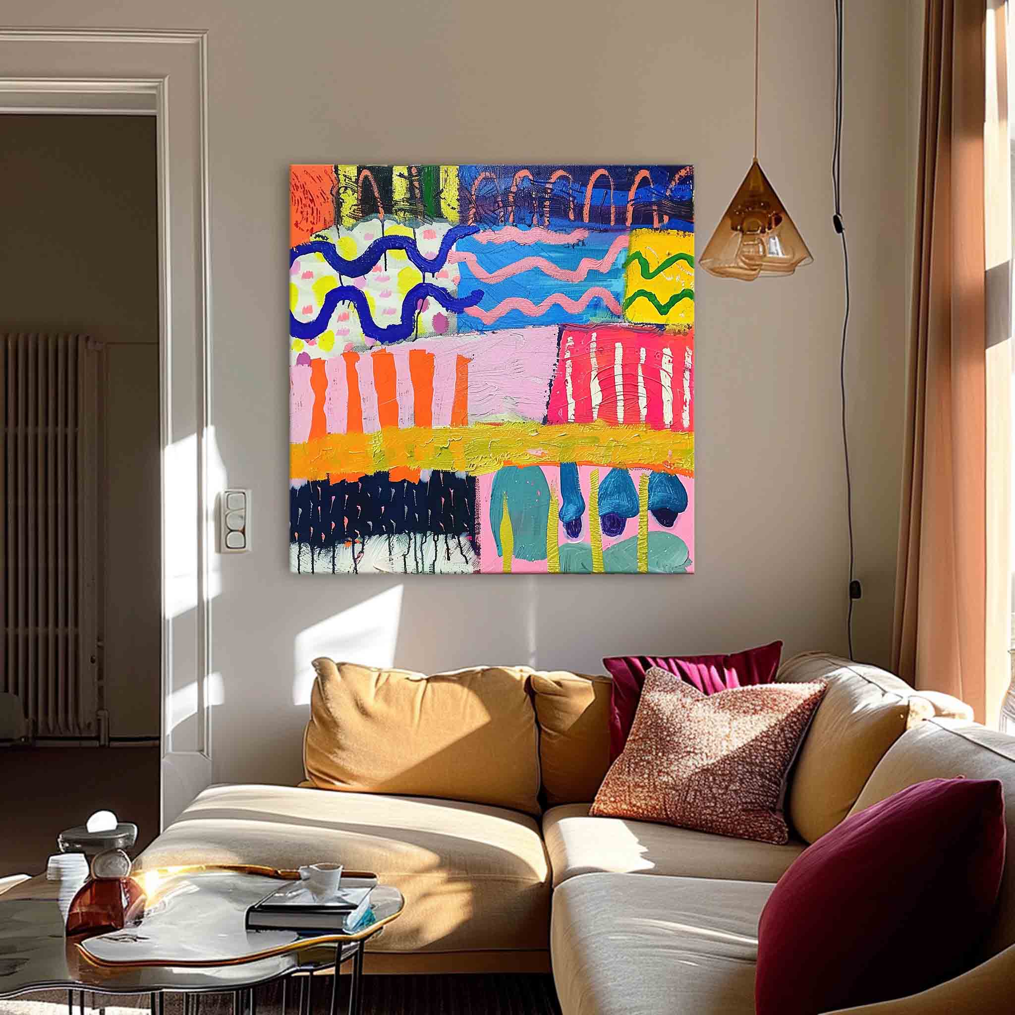Modern Textured Artwork Colorful Original Hand-painted Canvas Wall Art Large Graffiti Abstract Oil Painting