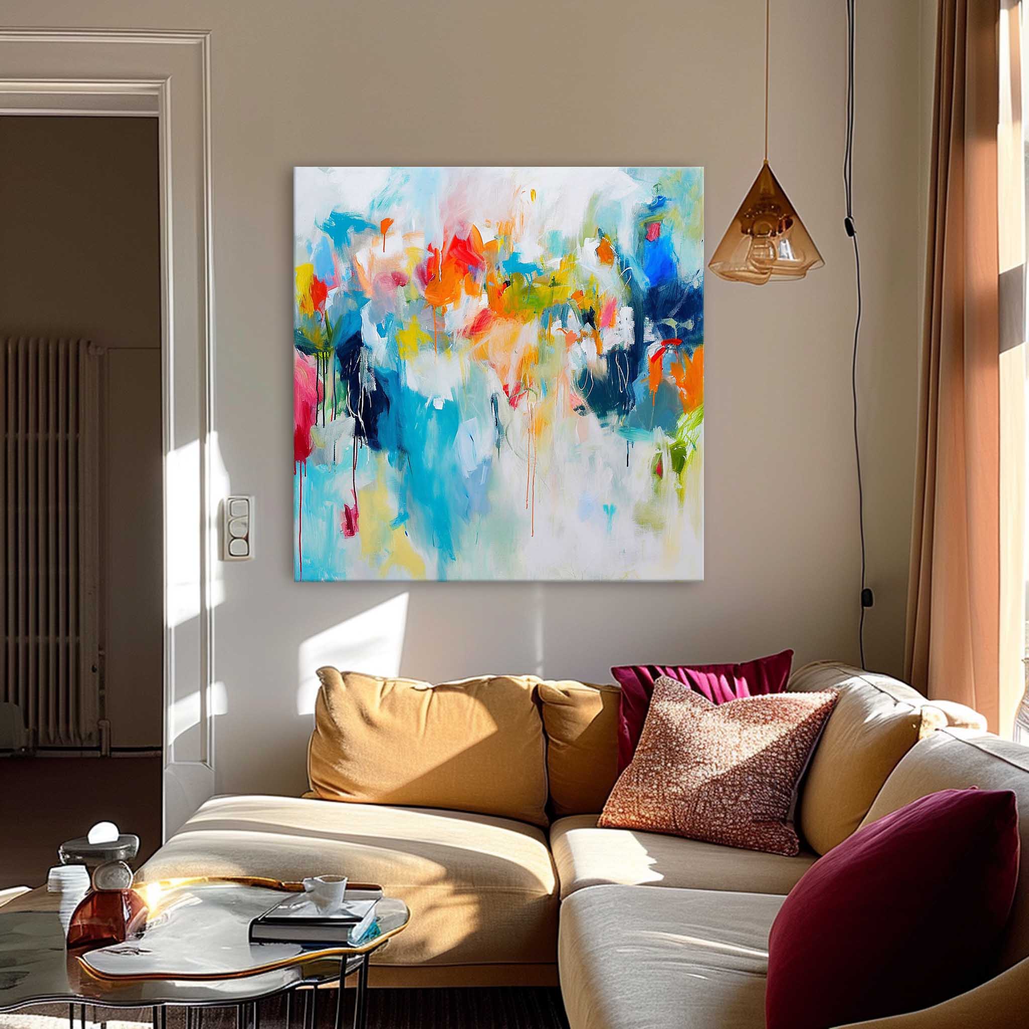 New Abstract Painting Colorful Original Hand Painted Wall Art Contemporary Abstract Art For Sale