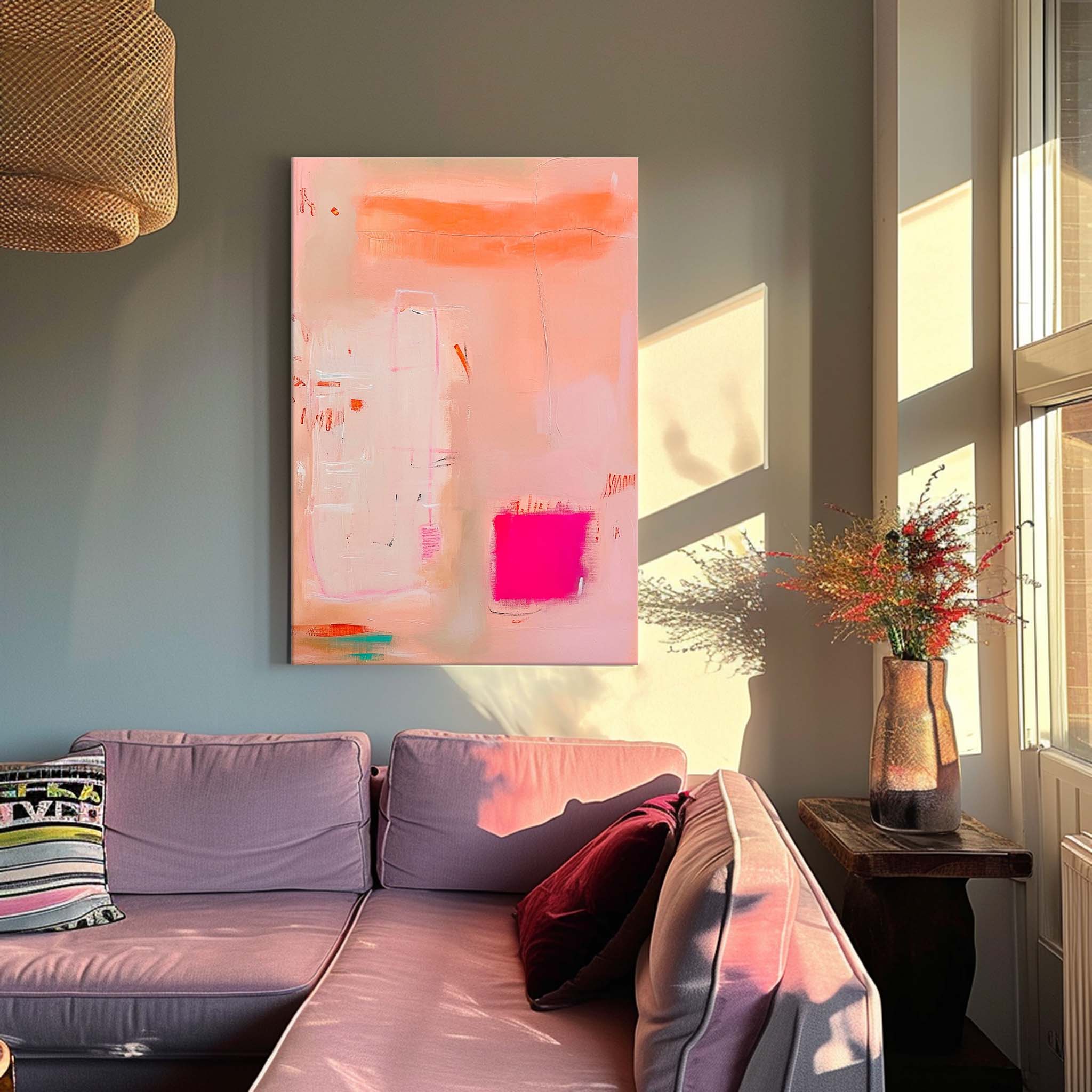 Original Abstract Oil Painting On Canvas Modern Vibrant Pink Colorful Wall Art Quality Large Home Decor