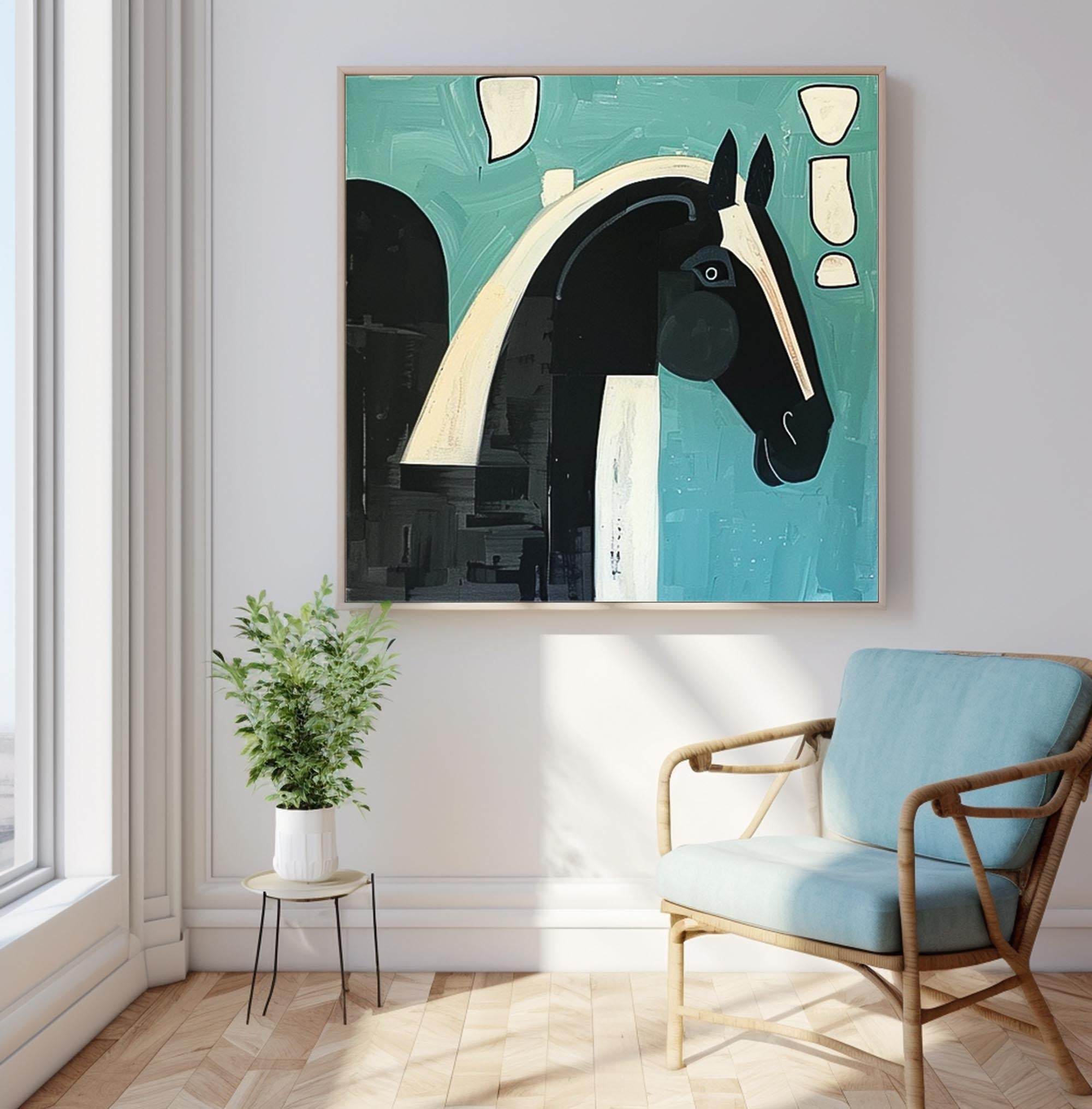 Modern Minimalist Horse Canvas Oil Painting Original Impressionist Horse Wall Art Large Animal Artwork Home Decor