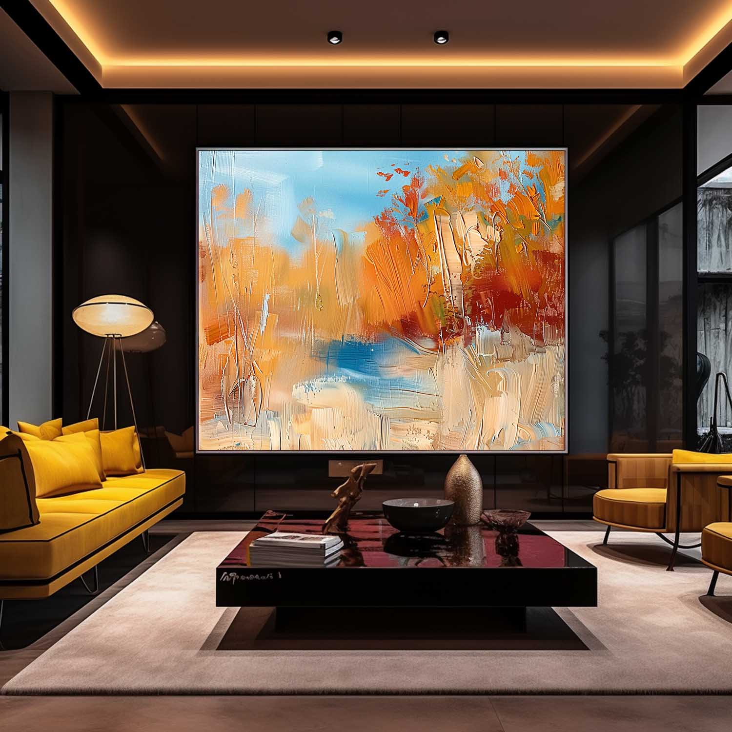 Color Abstract Landscape Oil Painting On Canvas Framed Texture High Quality Wall Art Original Scenery Artwork