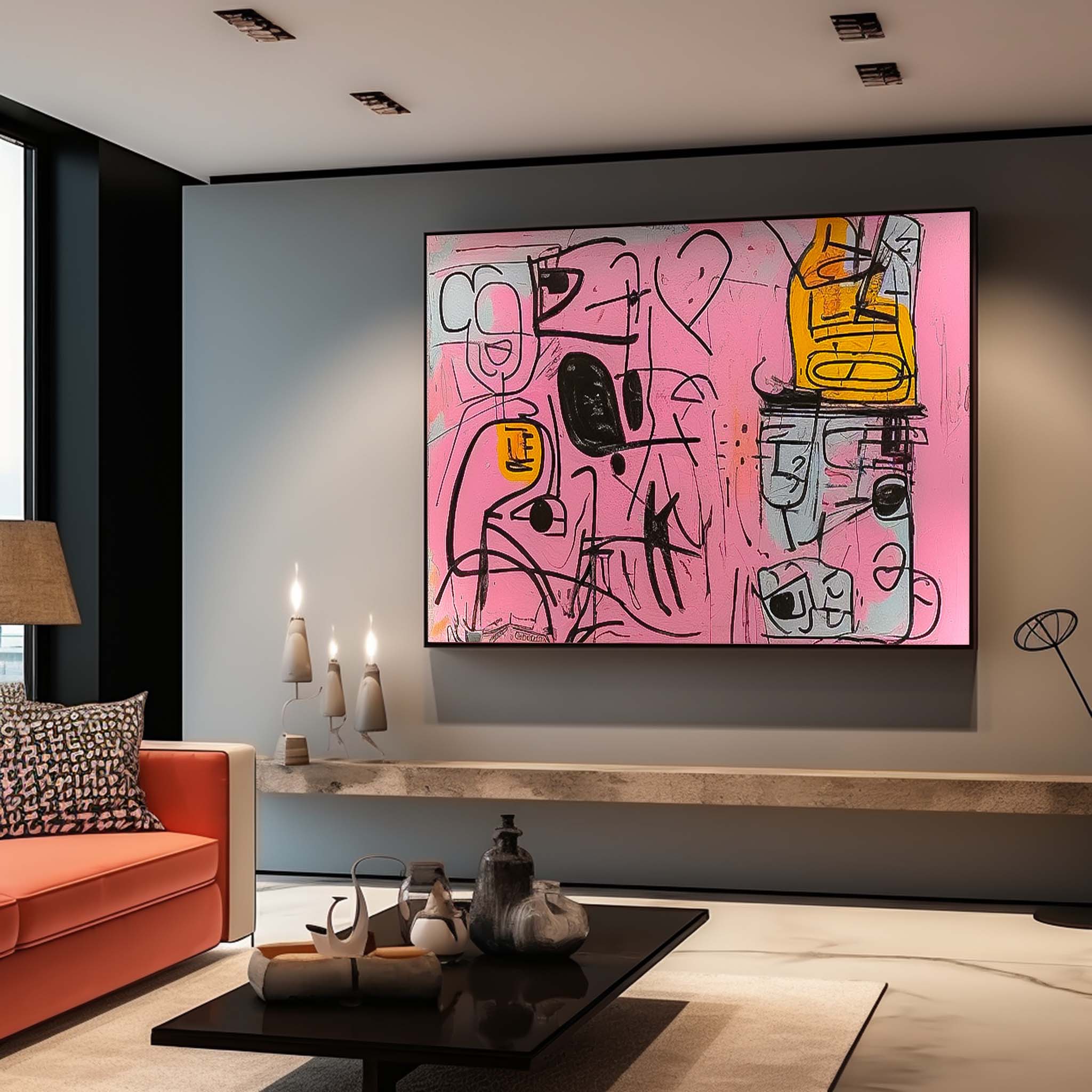 Original Graffiti Wall Art Vibrant Pink Buy Abstract Paintings Online Large interesting Abstract Oil Painting For Living Room