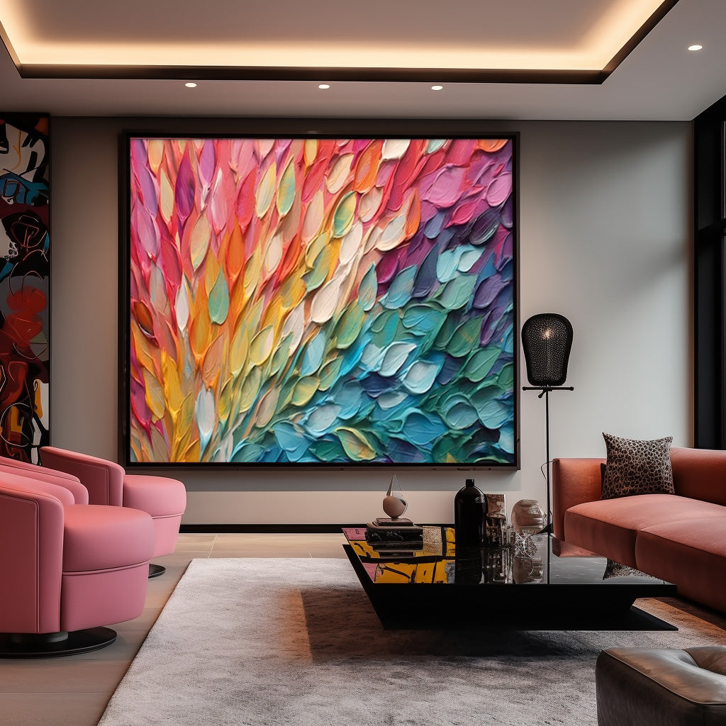 Original Texture Petal Oil Painting On Canvas Large Colorful Acrylic Painting Modern Abstract Artwork