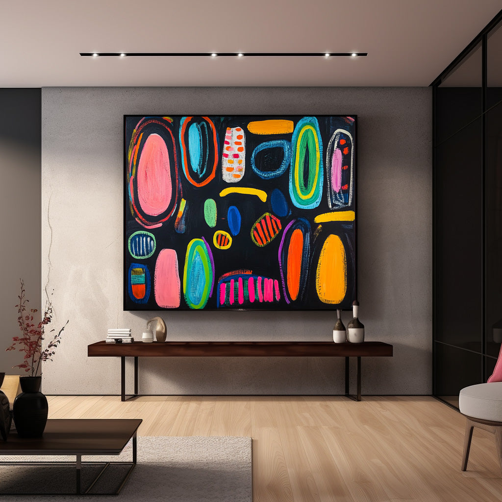 Original Irregular Geometric Circles Wall Art Modern Colorful Artwork Abstract Graffiti Oil Painting
