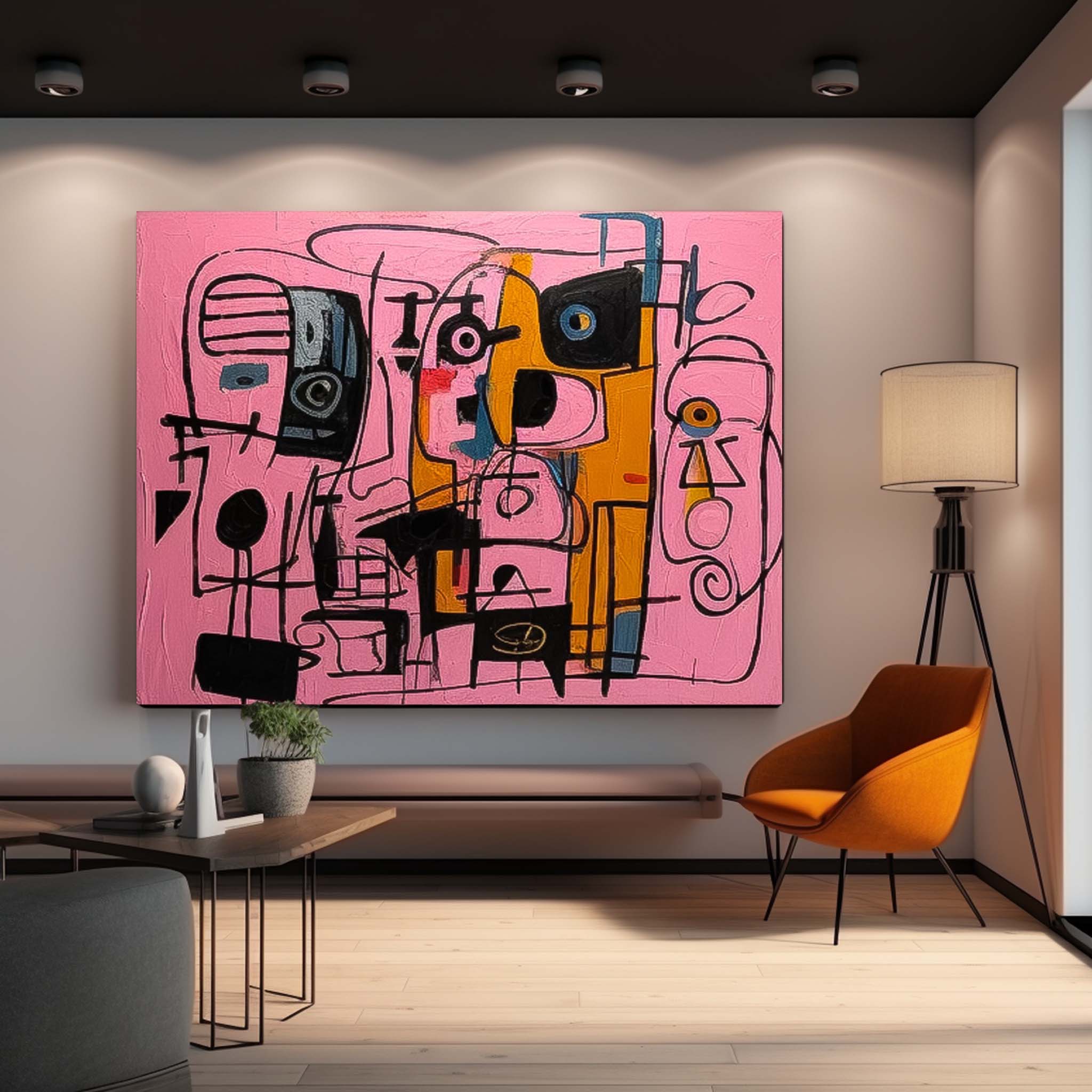 Large interesting Abstract Oil Painting Original Graffiti Wall Art Vibrant Pink Buy Abstract Paintings Online Home Decor