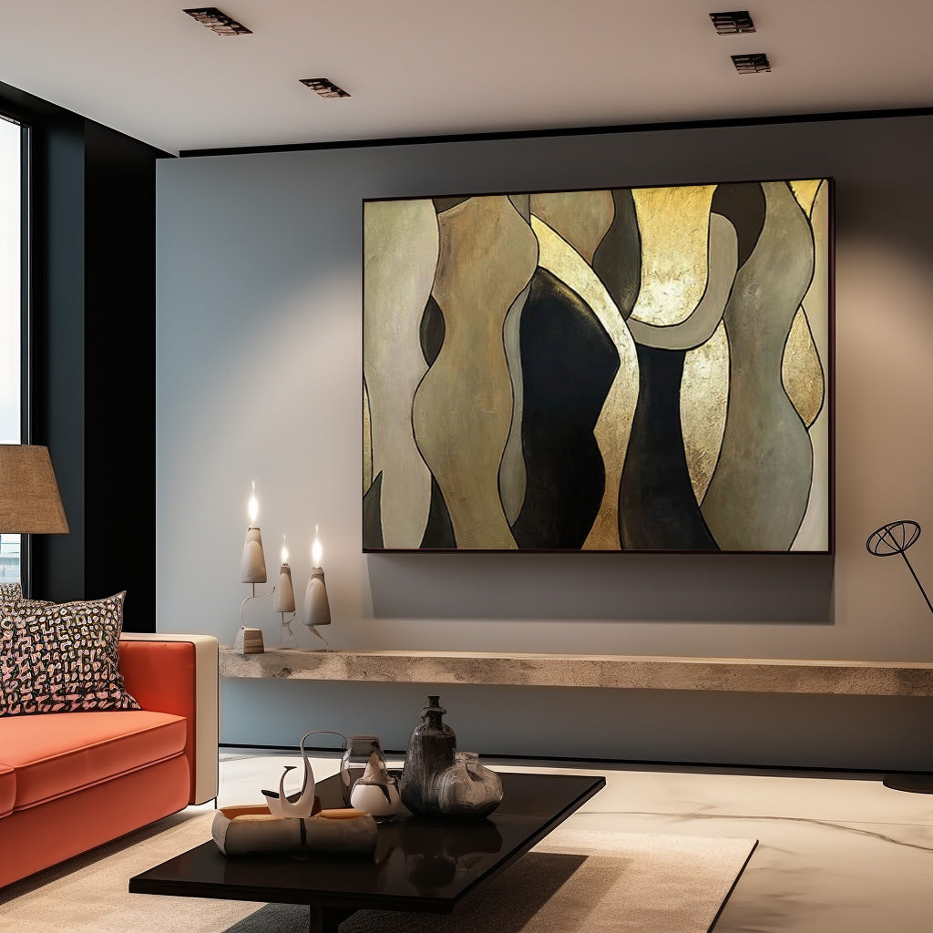 Line Contemporary Gallery Wall Art Modern Minimal Abstract Painting Figure Neutral Wall Decor For Living Room
