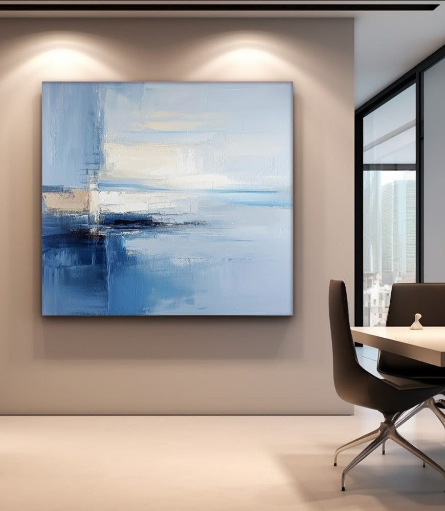 Original Blue Abstract Wall Art Big Modern Abstract Oil Painting Contemporary Art