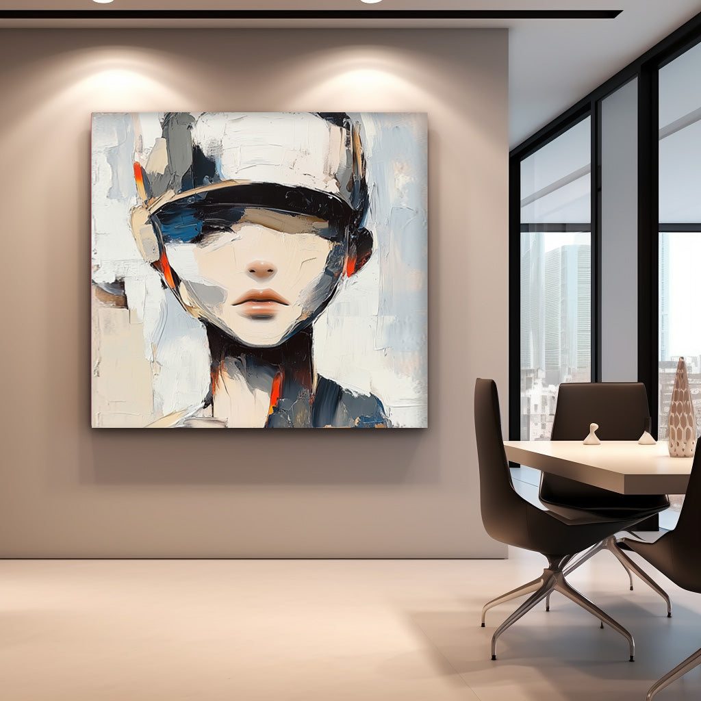 Original Abstract Woman painting Portrait Texture Minimalism Girl Portrait Woman Faceless Painting