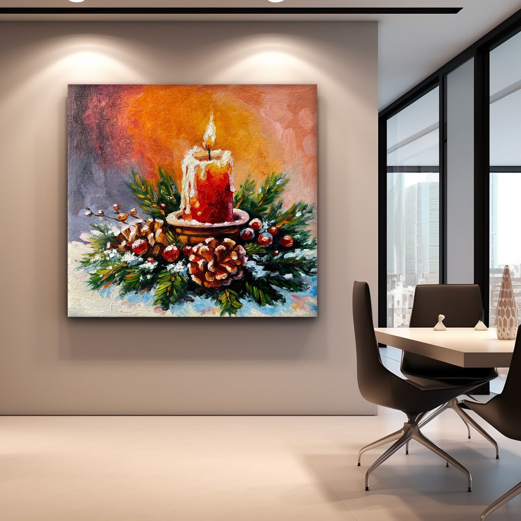 Square Large Acorn Candle Texture Abstract Wall Art Modern Abstract Oil Painting Christmas Decorations