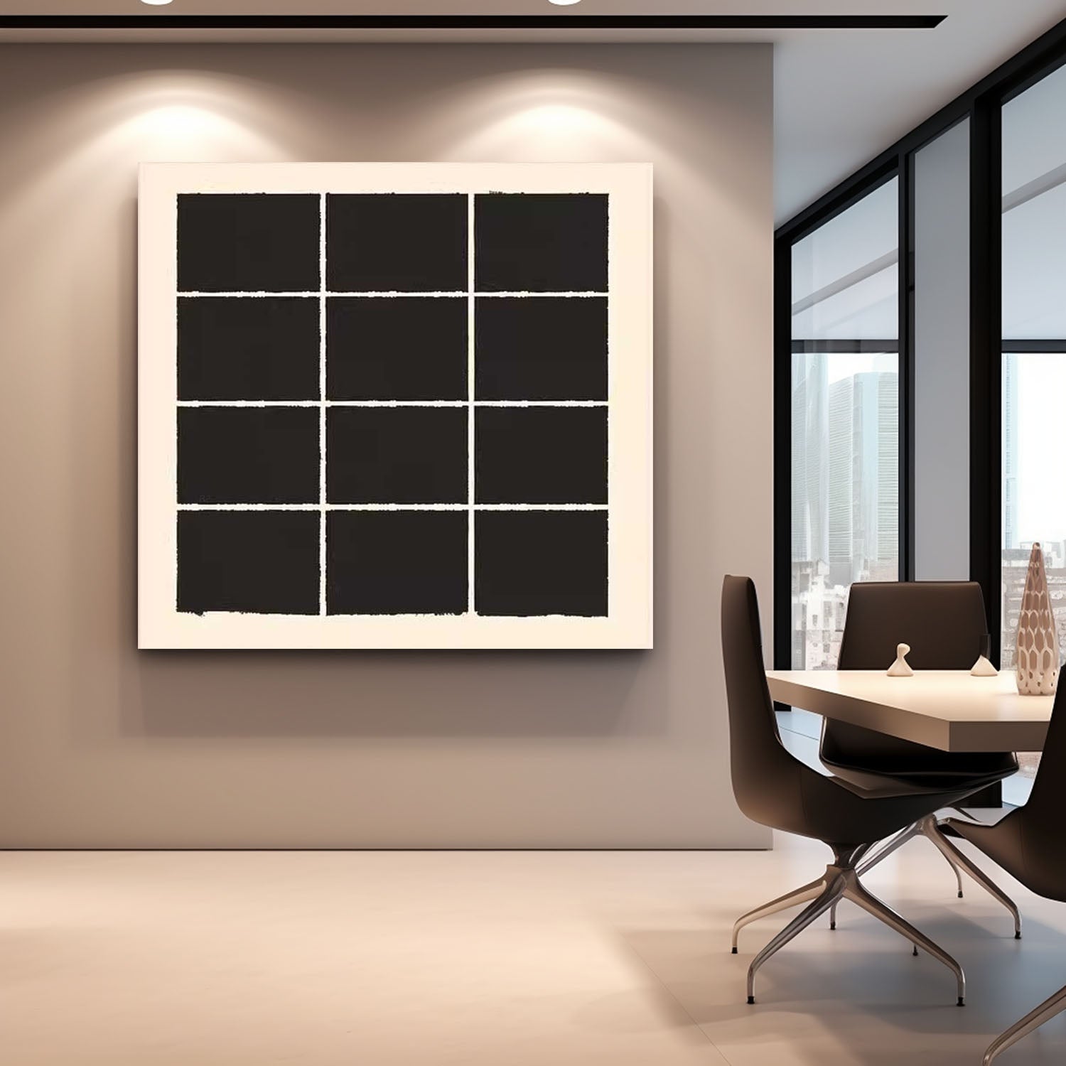Square Modern Minimalist Canvas Acrylic Painting Large Abstract Artwork Original Geometry Wall Art