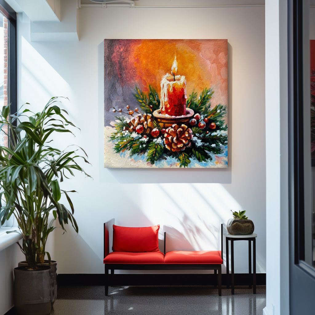 Square Large Acorn Candle Texture Abstract Wall Art Modern Abstract Oil Painting Christmas Decorations