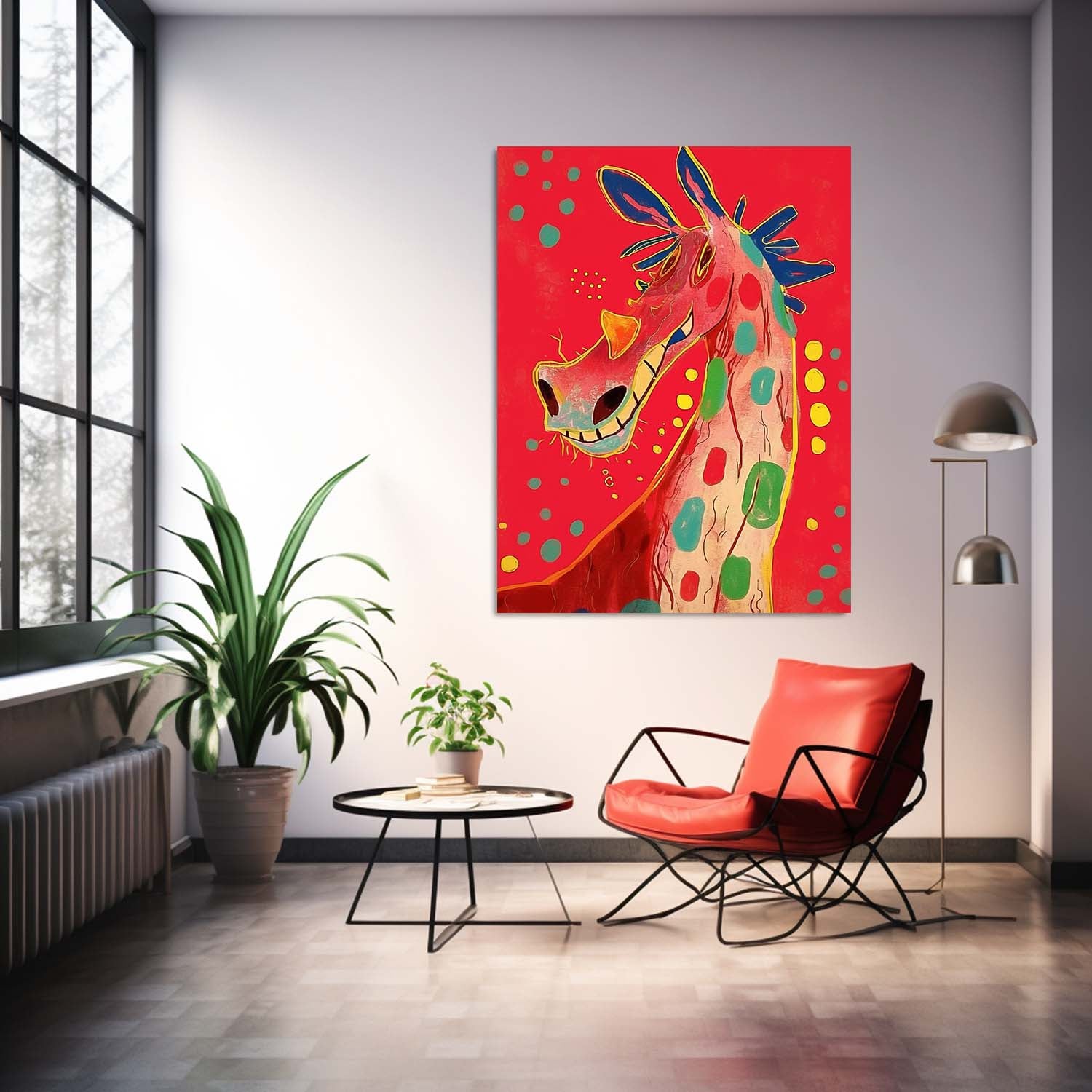 Cute Animal Oil Painting Large Horse Acrylic Painting Modern Colorful Abstract Wall Art Children's Room Decor