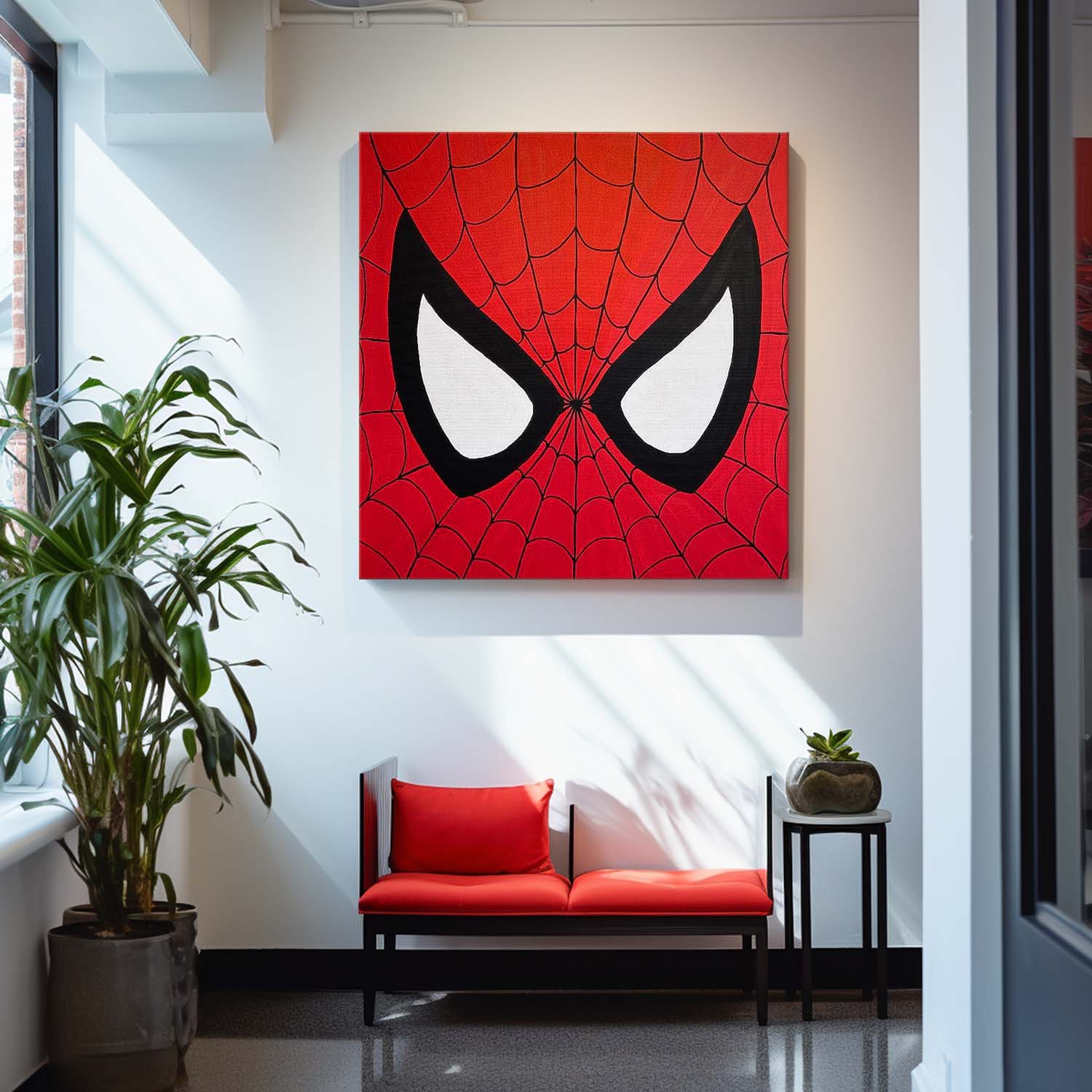 Minimalist Spider-Man Canvas Acrylic Painting Large Marvel Comics Characters Painting Original Wall Art