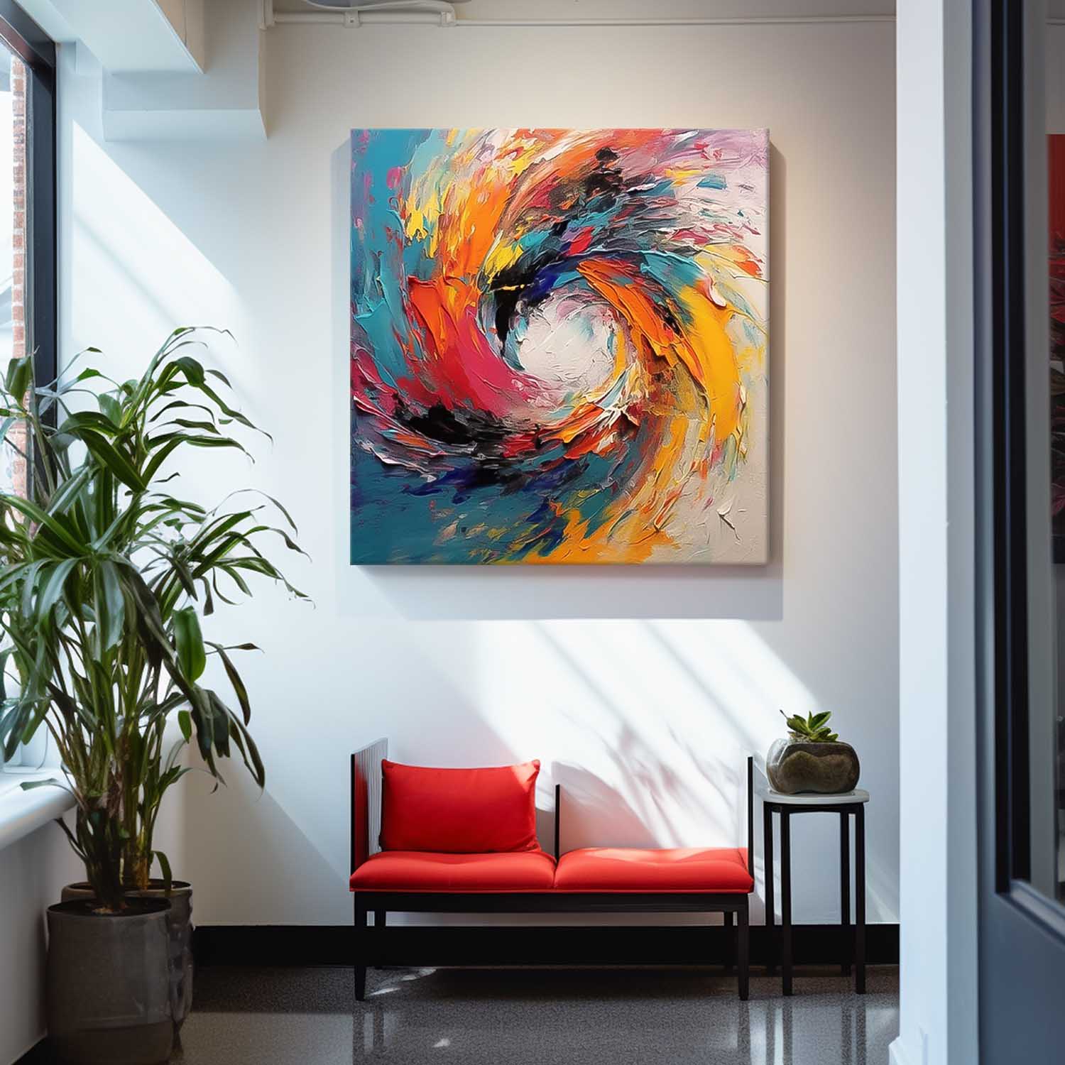 Colorful Vortex Oil Painting Square Texture Abstract Colorful Acrylic Painting On Canvas Large Wall Art