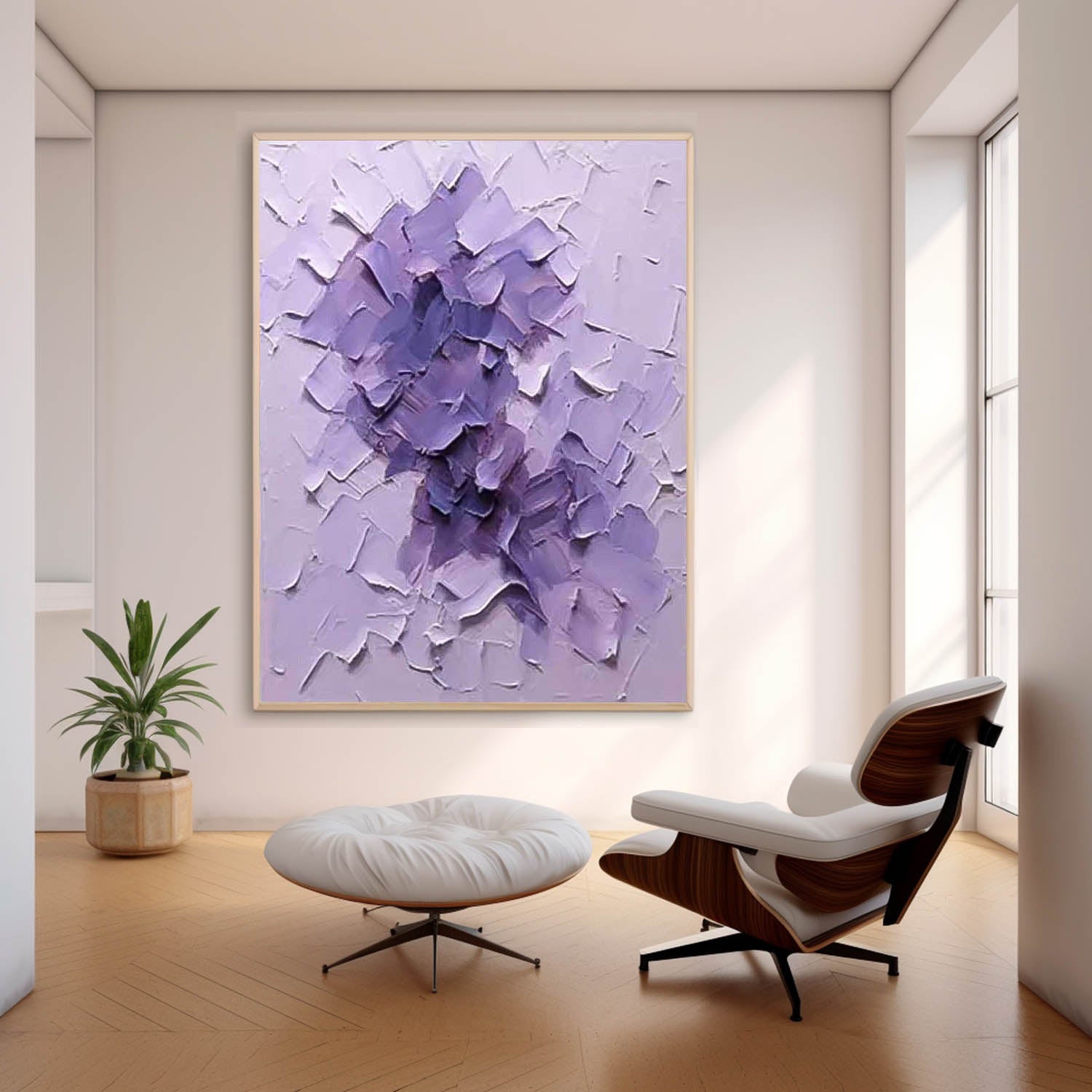 Large Modern Acrylic Painting On Canvas Purple Texture Color Block Abstract Oil Painting Original Artwork Decor