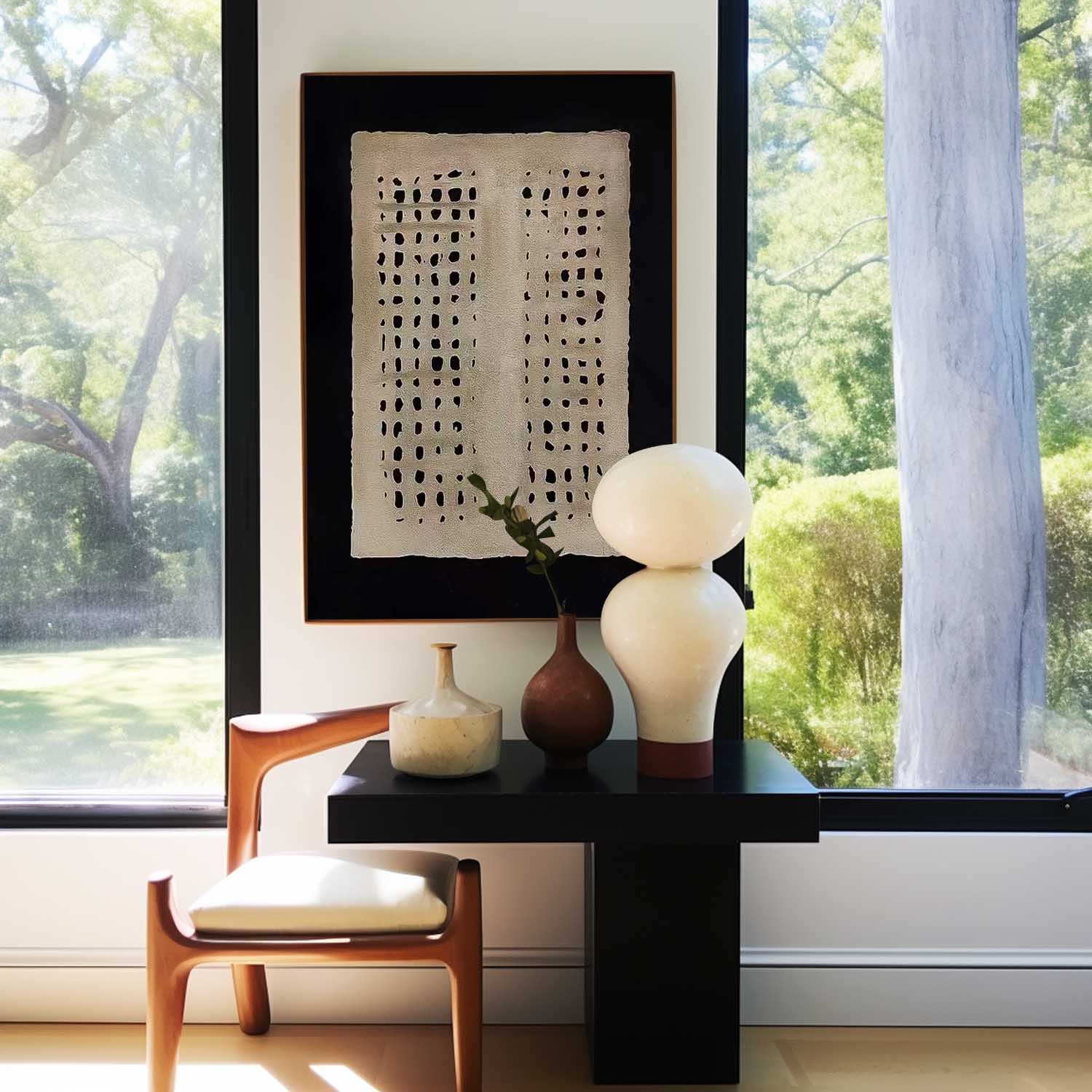 Minimalist Wabi-Sabi Wind Canvas Oil Painting Abstract Acrylic Painting Original Beige And Black Artwork