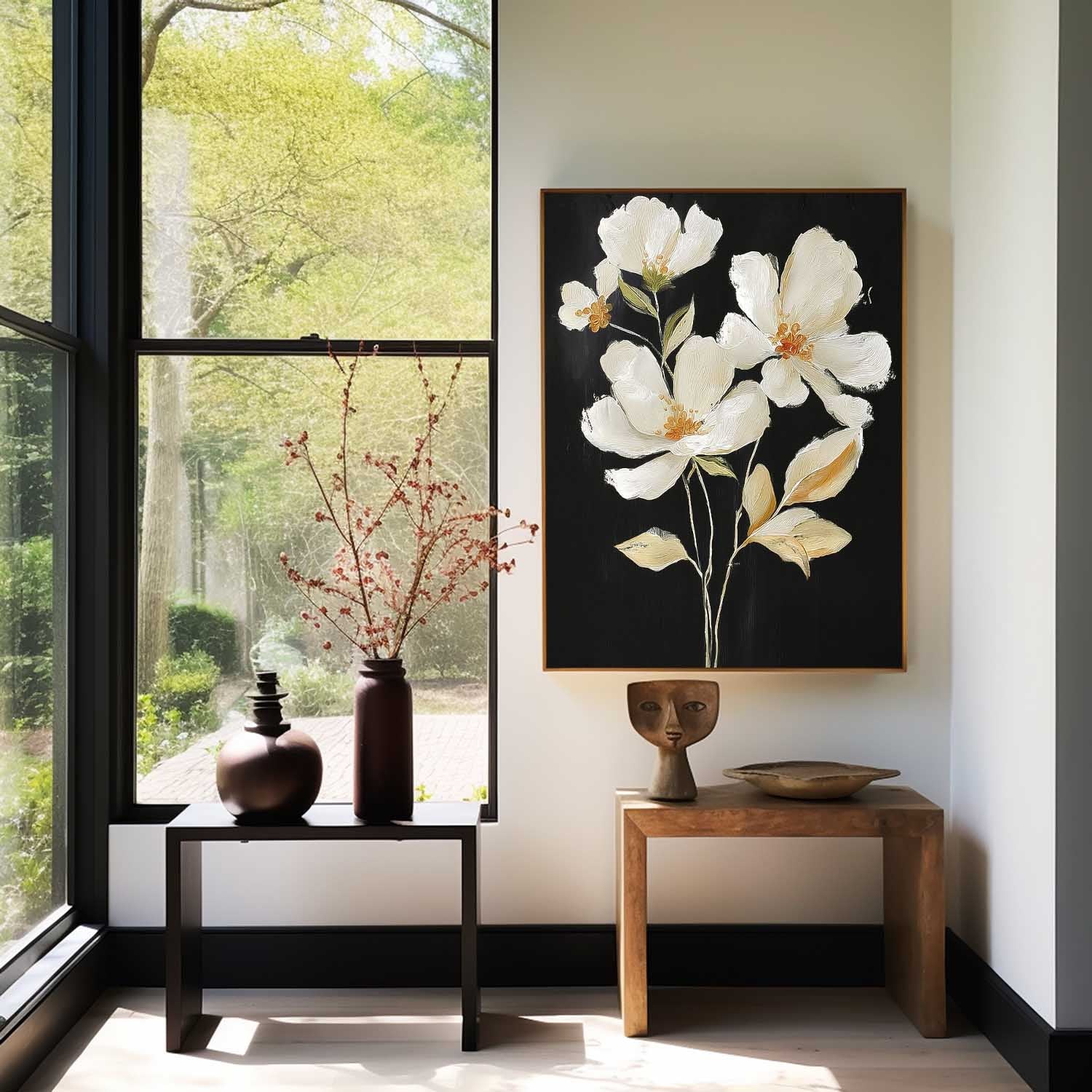 Original Artwork Texture Plant Wall Art Large White Flower Abstract Oil Painting Canvas Home Decor