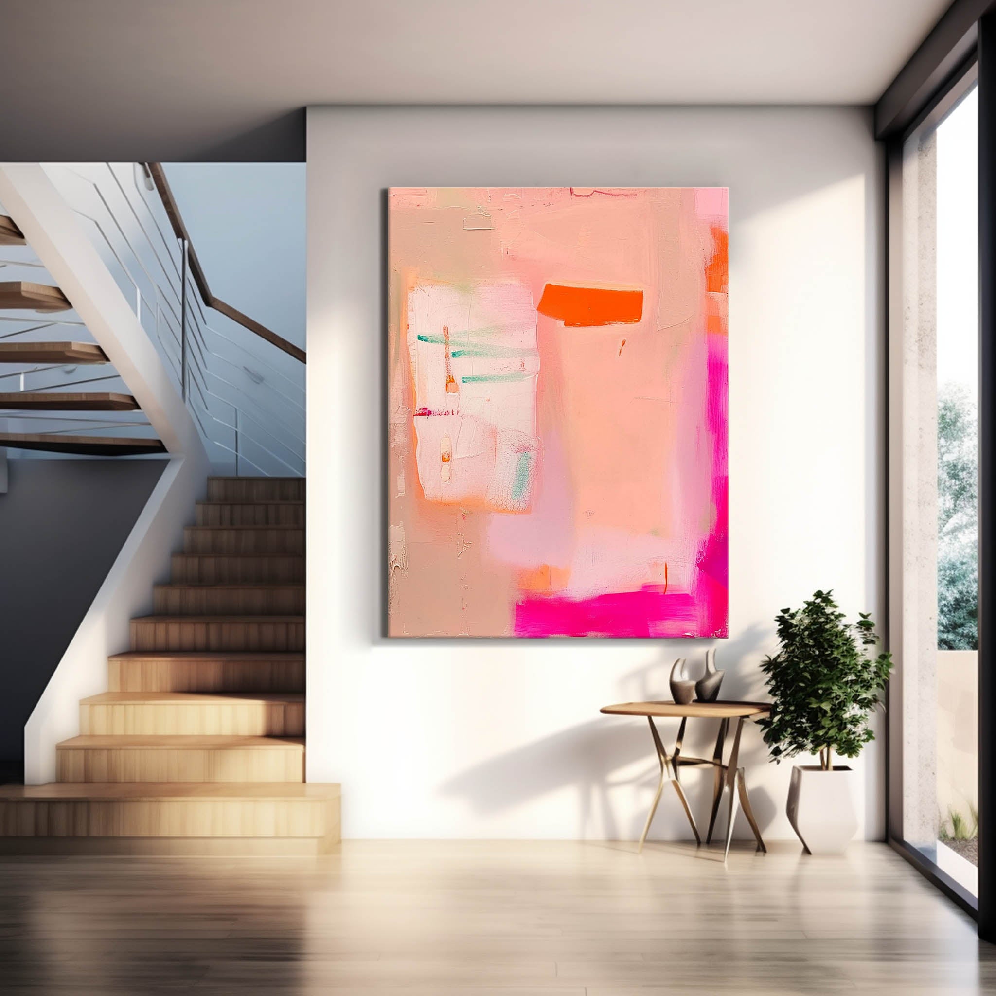 Famous Abstract Artwork Original Oil Painting On Canvas Modern Vibrant Pink Quality Large Art Home Decor