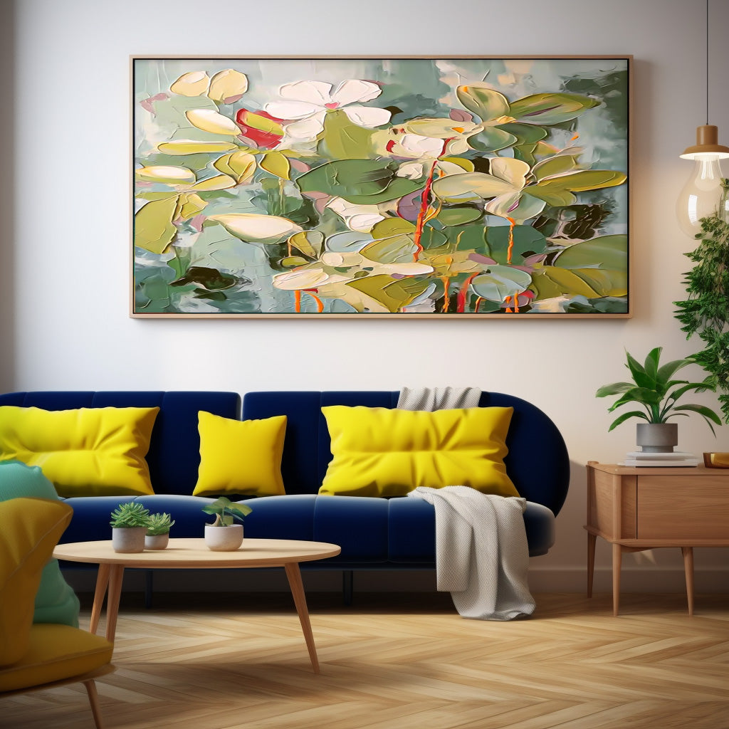 Extra Large Abstract Canvas Colorful Textured Floral Acrylic Painting Original Modern Painting For Living Room