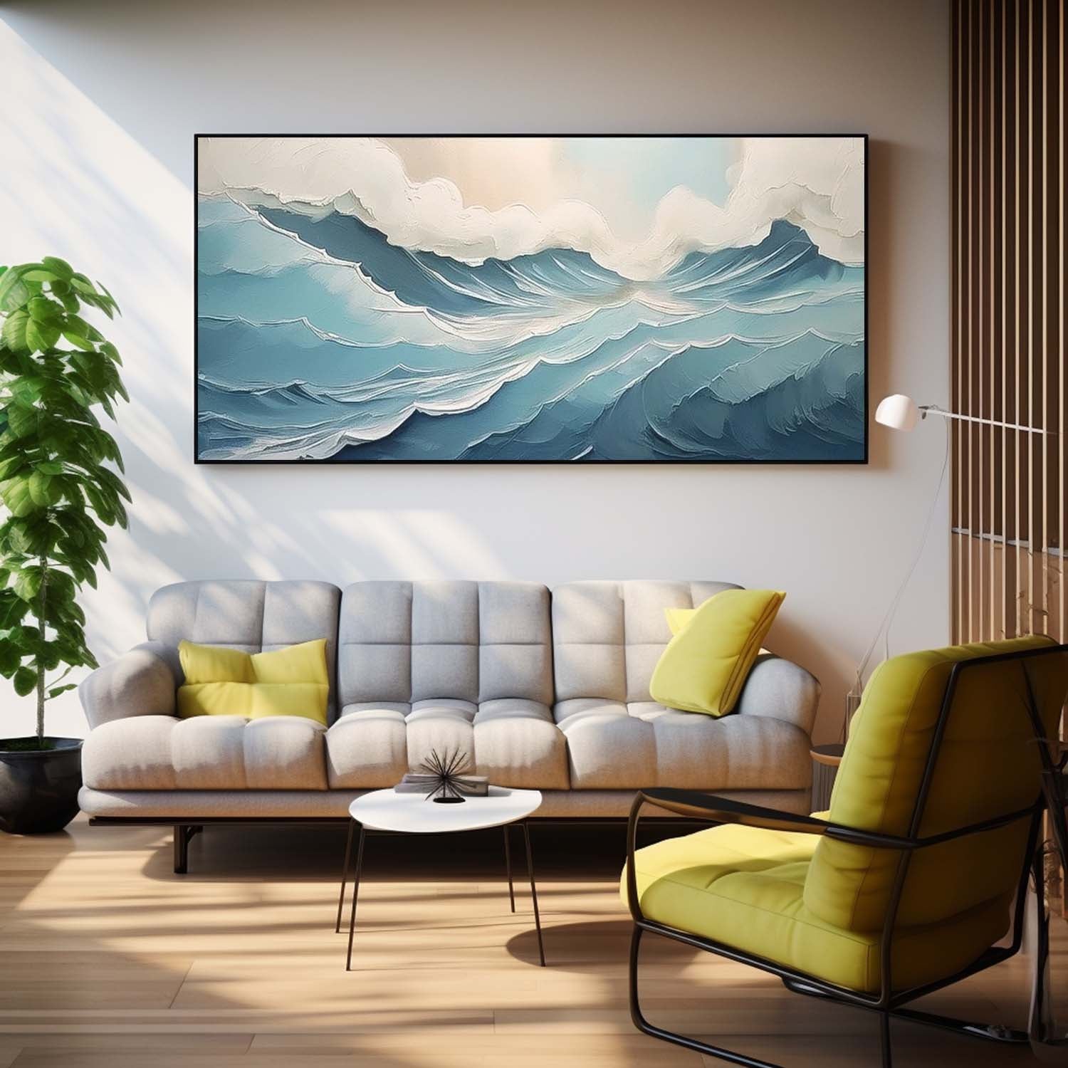 Large Ocean Original Blue Painting On Canvas Blue Texture Ocean Abstract Oil Painting Modern Wall Art Living Room Decor