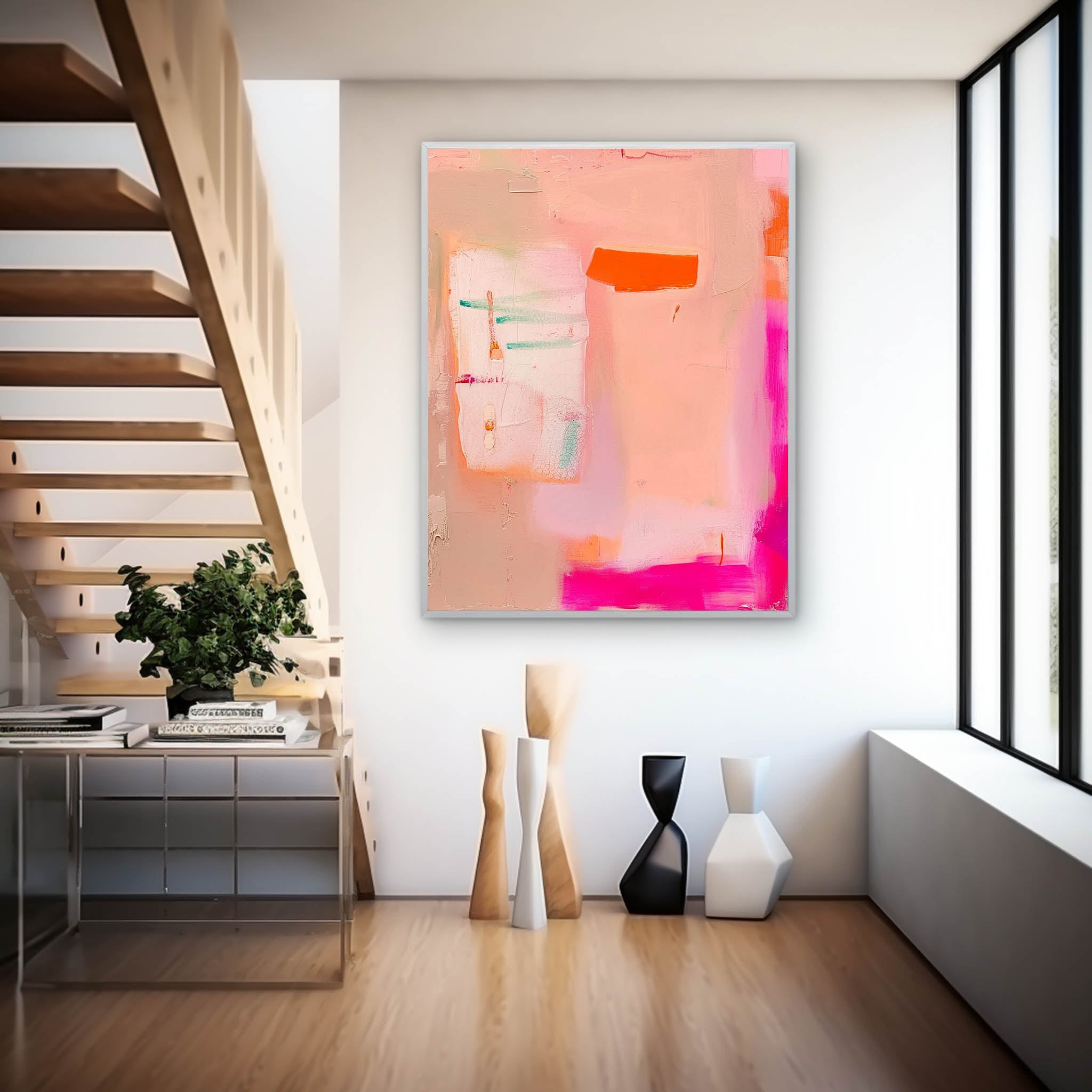 Famous Abstract Artwork Original Oil Painting On Canvas Modern Vibrant Pink Quality Large Art Home Decor