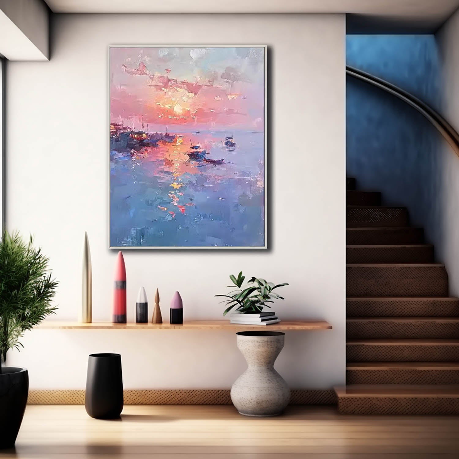 Large Dreamy Colors Landscape Oil Painting On Canvas Abstract Scenery Wall Art Acrylic Painting Home Decor