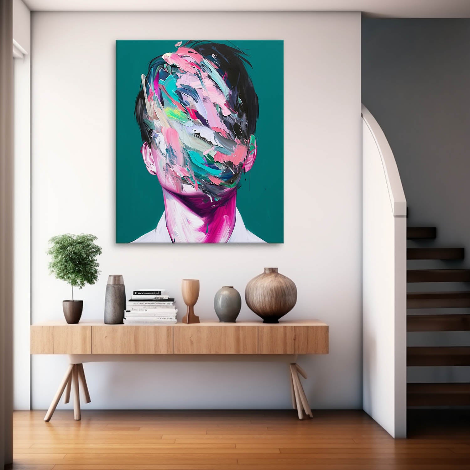 Face Figurative Texture Portrait Large Handsome Boy Wall Art Original Man Painting Canvas Fashion Home Decor