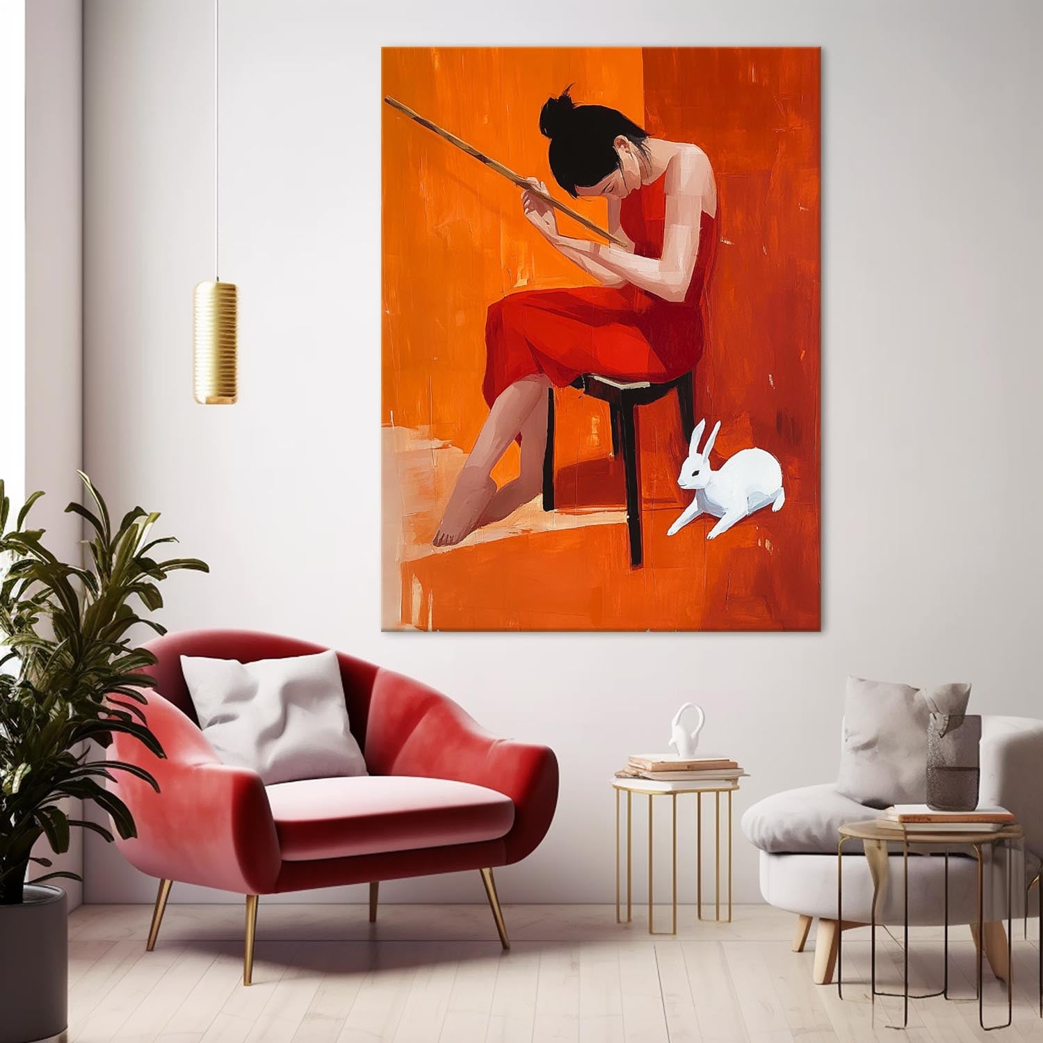 Vibrant Color Original Texture Girl Wall Art Abstract Profile Oil Painting On Canvas Portrait Modern Artwork