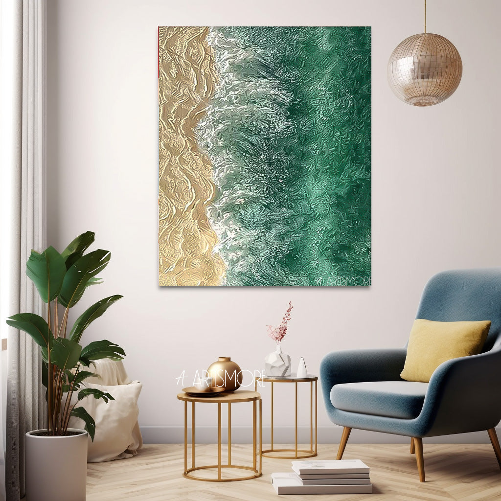Green Texture Ocean Abstract Oil Painting Large Ocean Original Painting On Canvas Modern Wall Art Living Room Decor