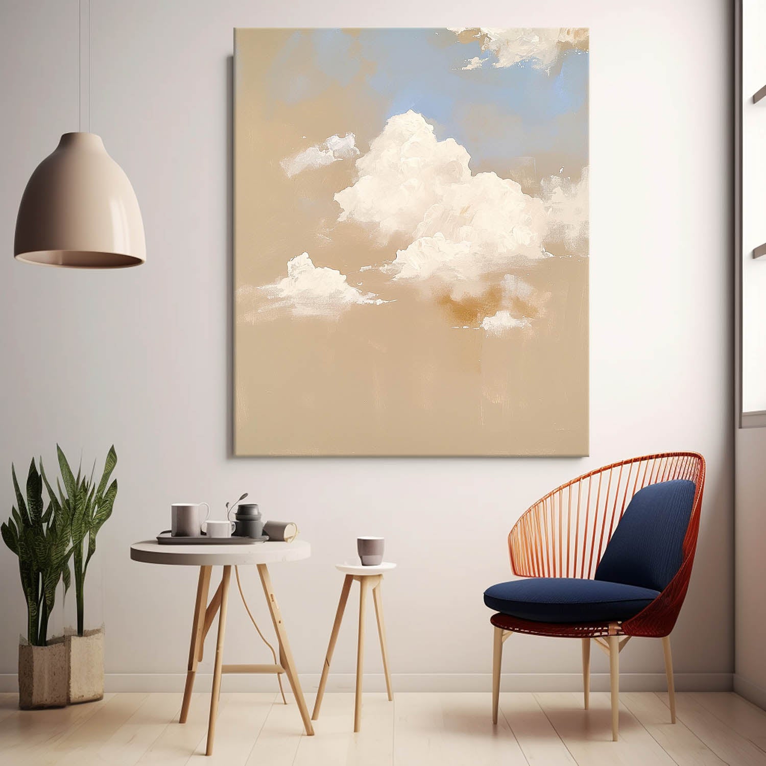 Large Cloud Painting On Canvas Abstract Cloud Oil Painting Warm Color Cloudiness Texture Framed Artwork
