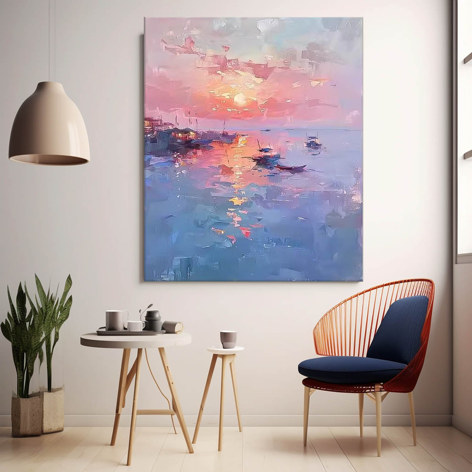Large Dreamy Colors Landscape Oil Painting On Canvas Abstract Scenery Wall Art Acrylic Painting Home Decor